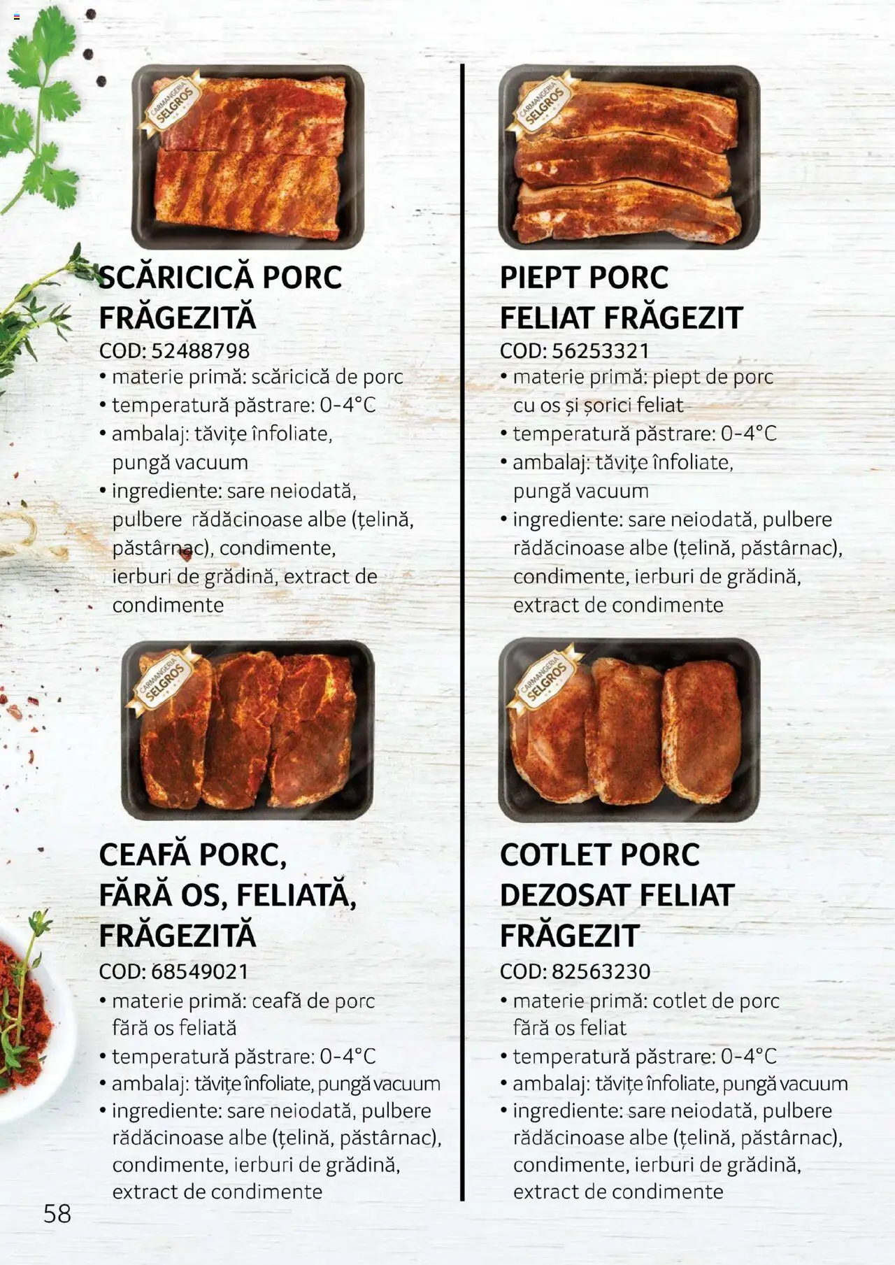 Catalog Selgros - Carne – valabil de la 27.04.2023 | Pagină: 58 | Produse: Pungă, Keçeli kalem, Cotlet porc, Sare