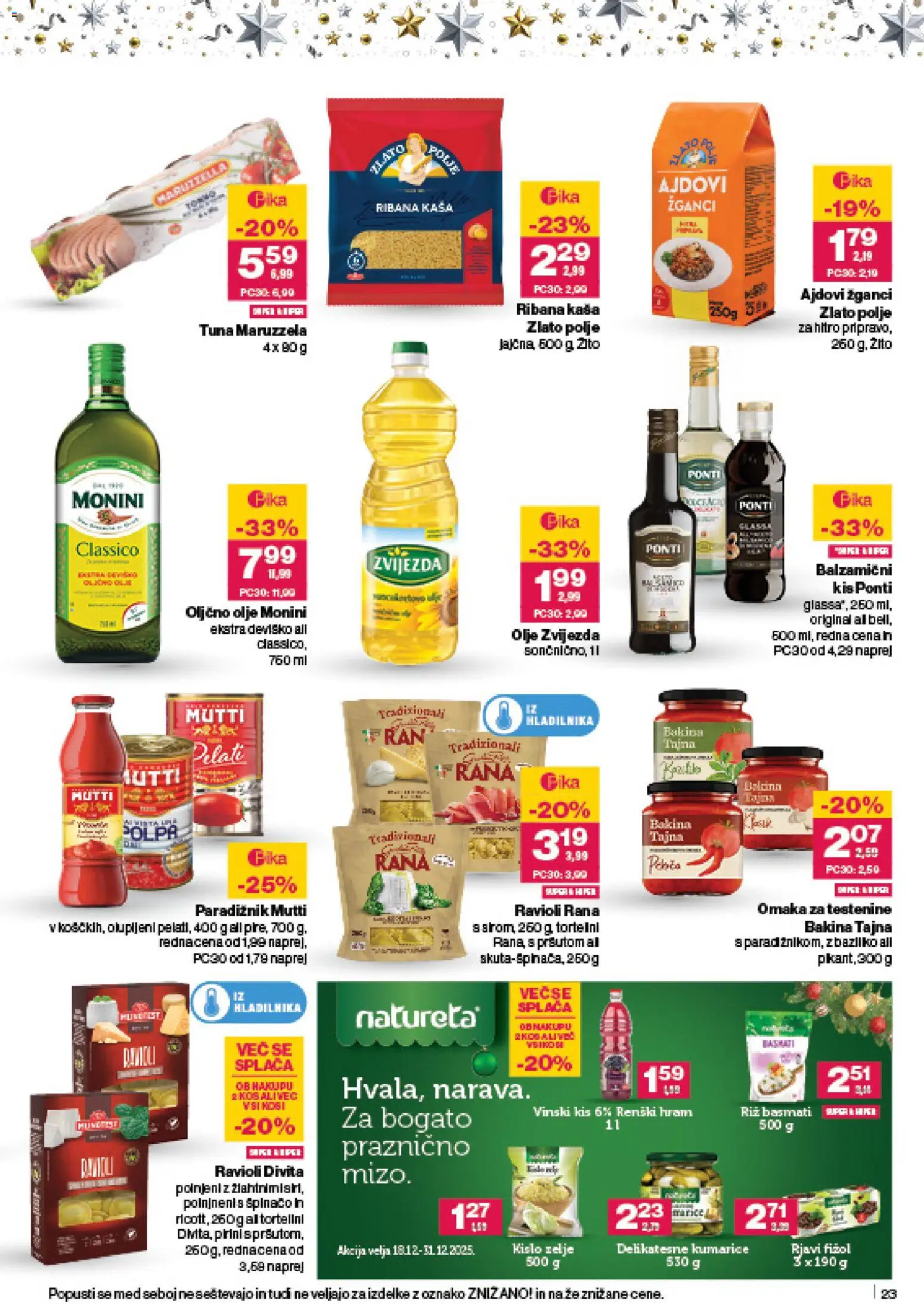 Novi Mercator katalog ponudbe – veljaven od 18.12.2025 | Stran: 23 | Izdelki: Oljčno olje, Tuna, Riz, Omaka