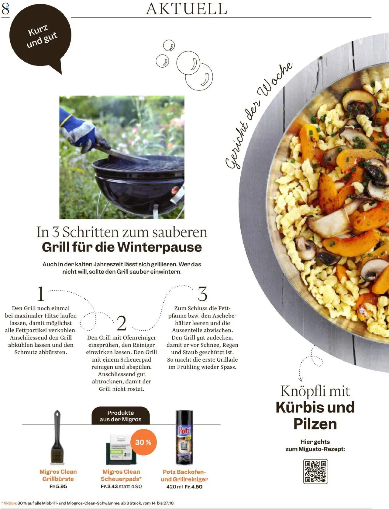 Migros Magazin – gültig ab 13.10.2025 | Seite: 8 | Produkte: Backofen, Kürbis, Grill