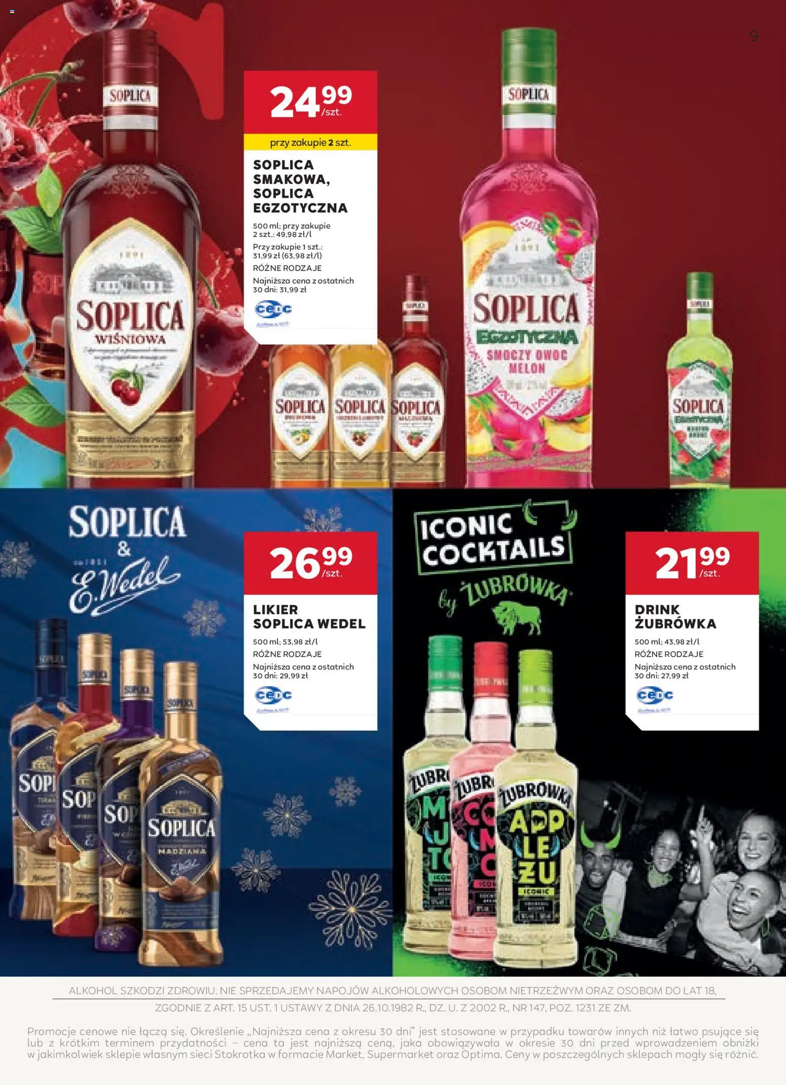 Stokrotka Gazetka - Oferta alkoholowa od 04.12.2025 | Strona: 9 | Produkty: Melon, Stokrotka, Żubrówka, Alkohol