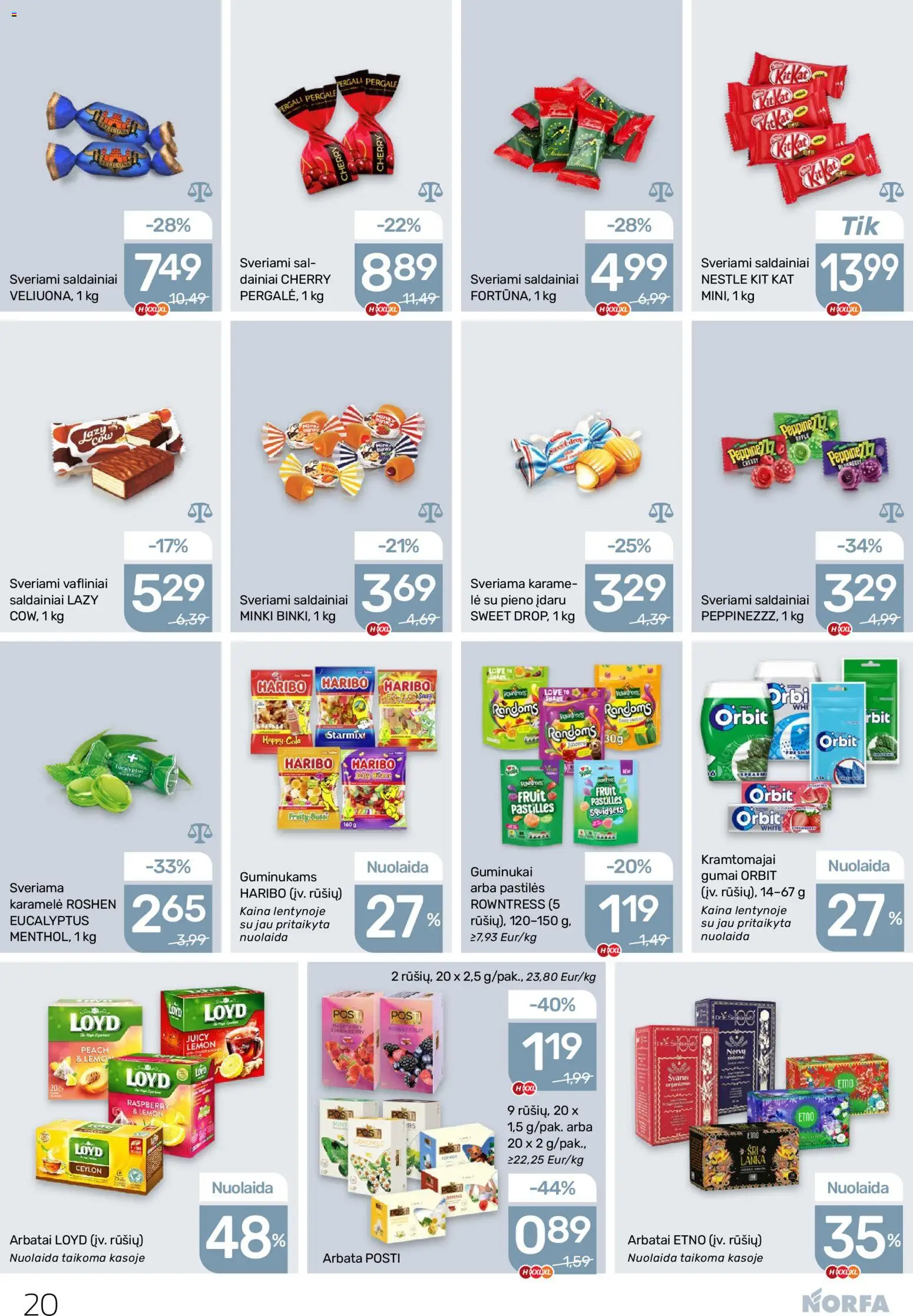 NORFA akcijos nuo 19.03.2026 | Puslapis: 20 | Prekių: Arbata, Guminukai, Saldainiai