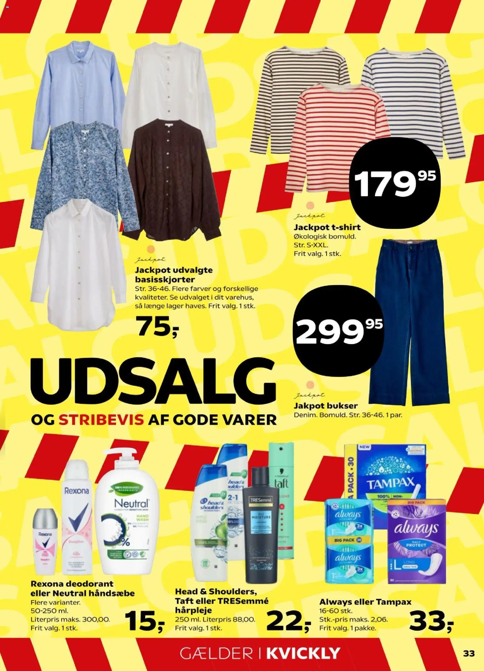 Kvickly tilbudsavis – gyldig fra 09.01.2026 | Side: 33 | Produkter: Deodorant, Bukser