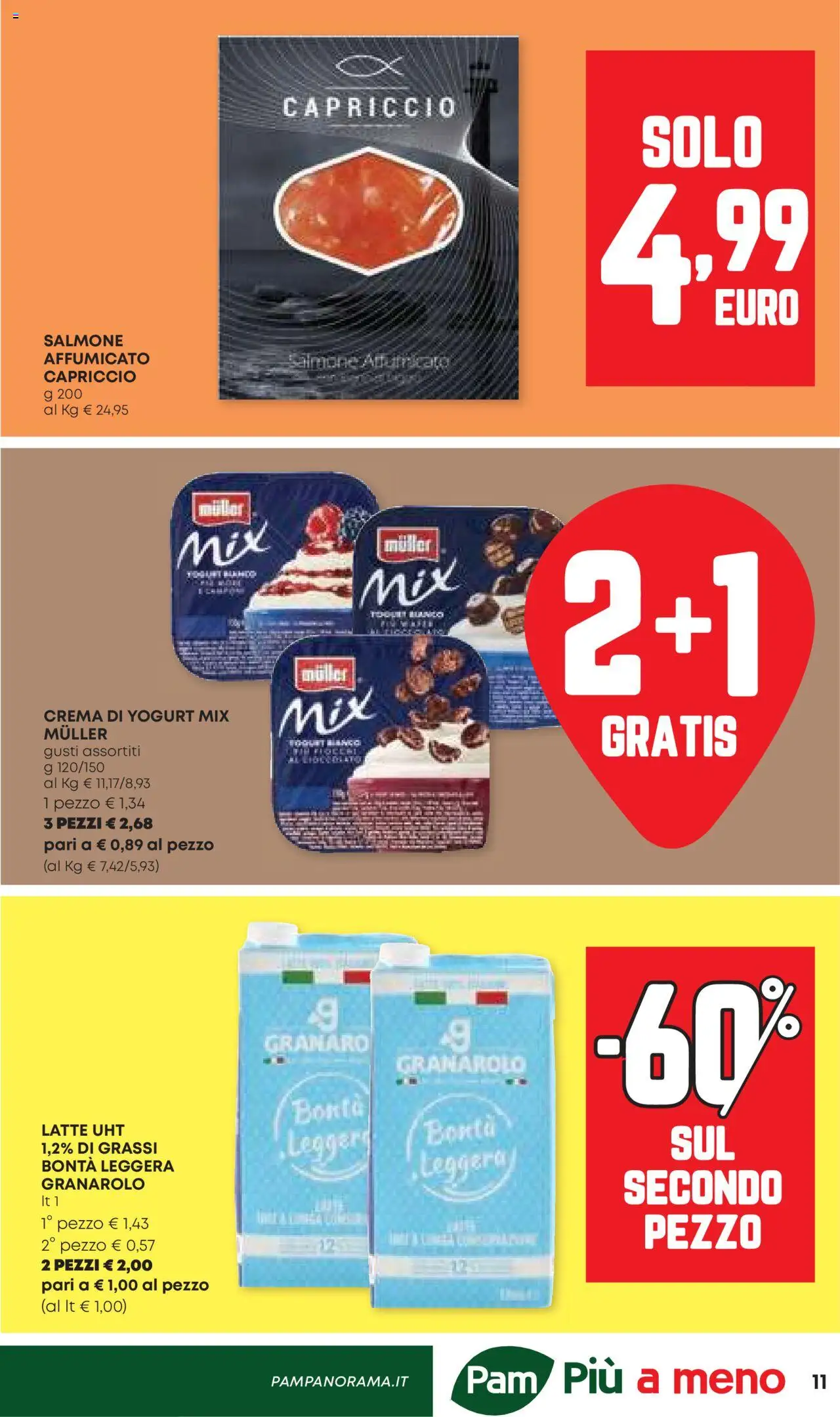 Volantino Panorama del 24.07.2025 | Pagina: 11 | Prodotti: Salmone affumicato, Crema, Yogurt, Salmone