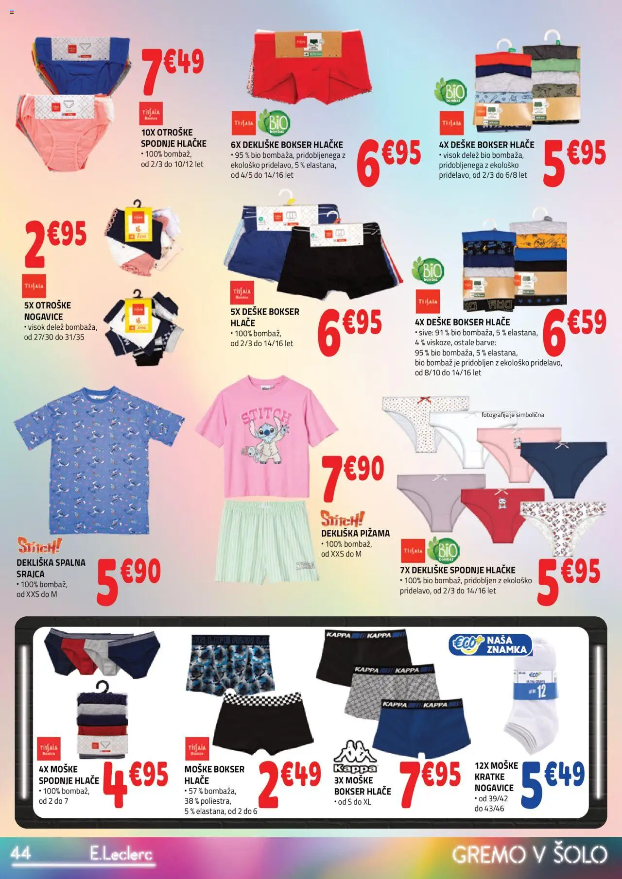 E.leclerc - Katalog Gremo v šolo │ velja od 06.08.2025 | Stran: 13 | Izdelki: Srajca, Pižama, Hlace, Spodnje hlace