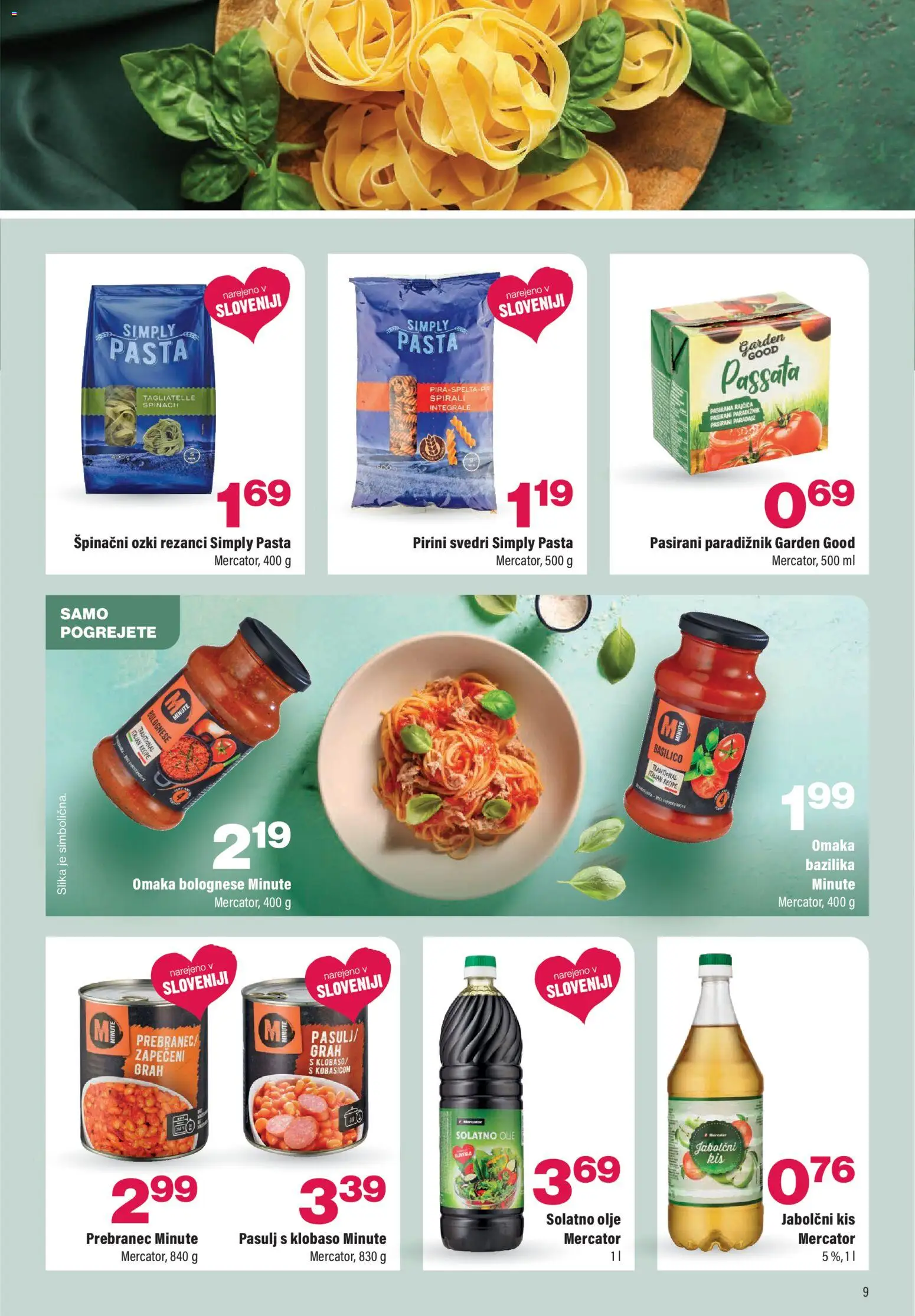 Novi Mercator katalog ponudbe – veljaven od 14.01.2026 | Stran: 9 | Izdelki: Olje, Paradiznik, Omaka, Grah