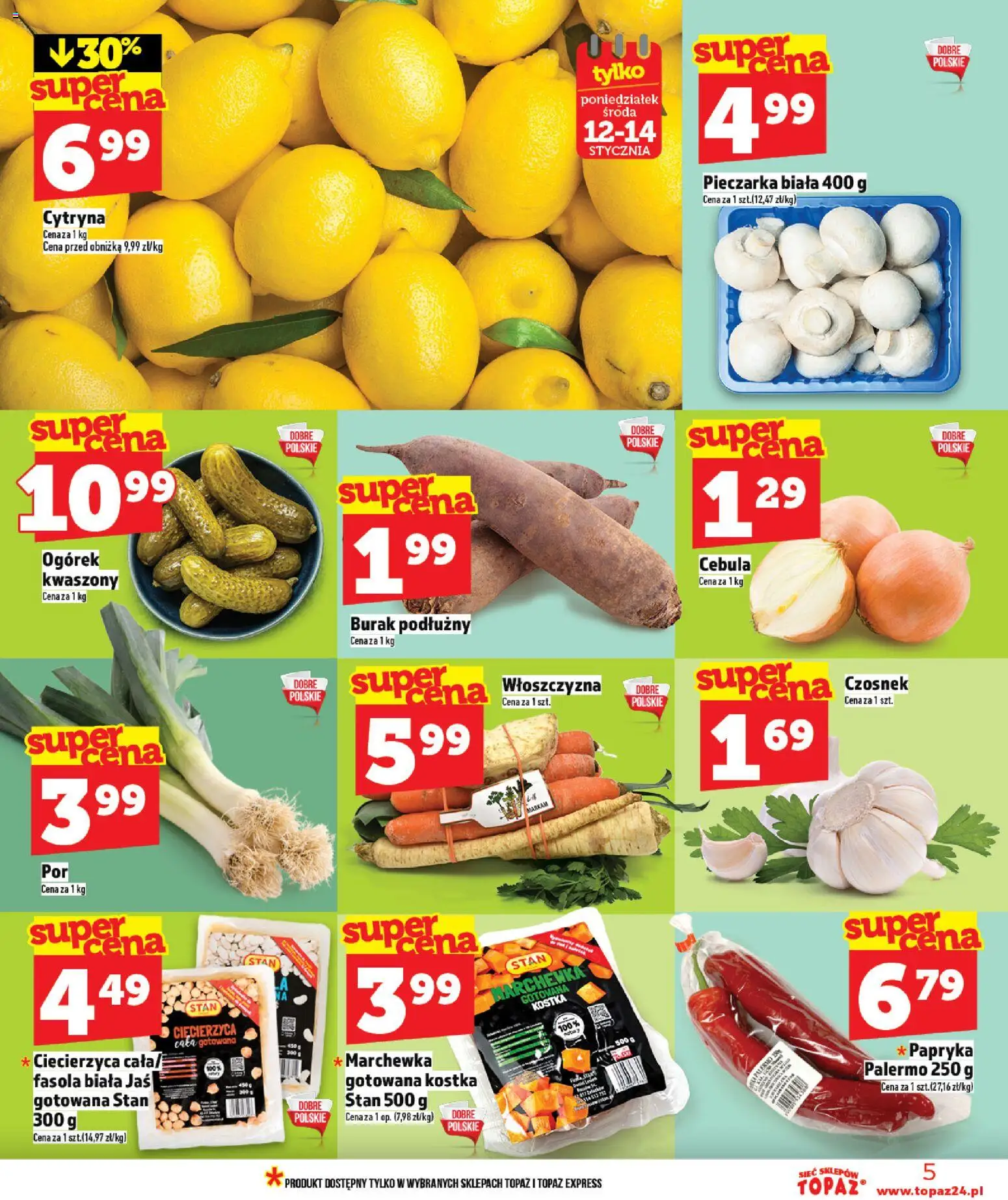 Topaz Gazetka od 08.01.2026 | Strona: 5 | Produkty: Czosnek, Burak, Fasola biała, Ciecierzyca