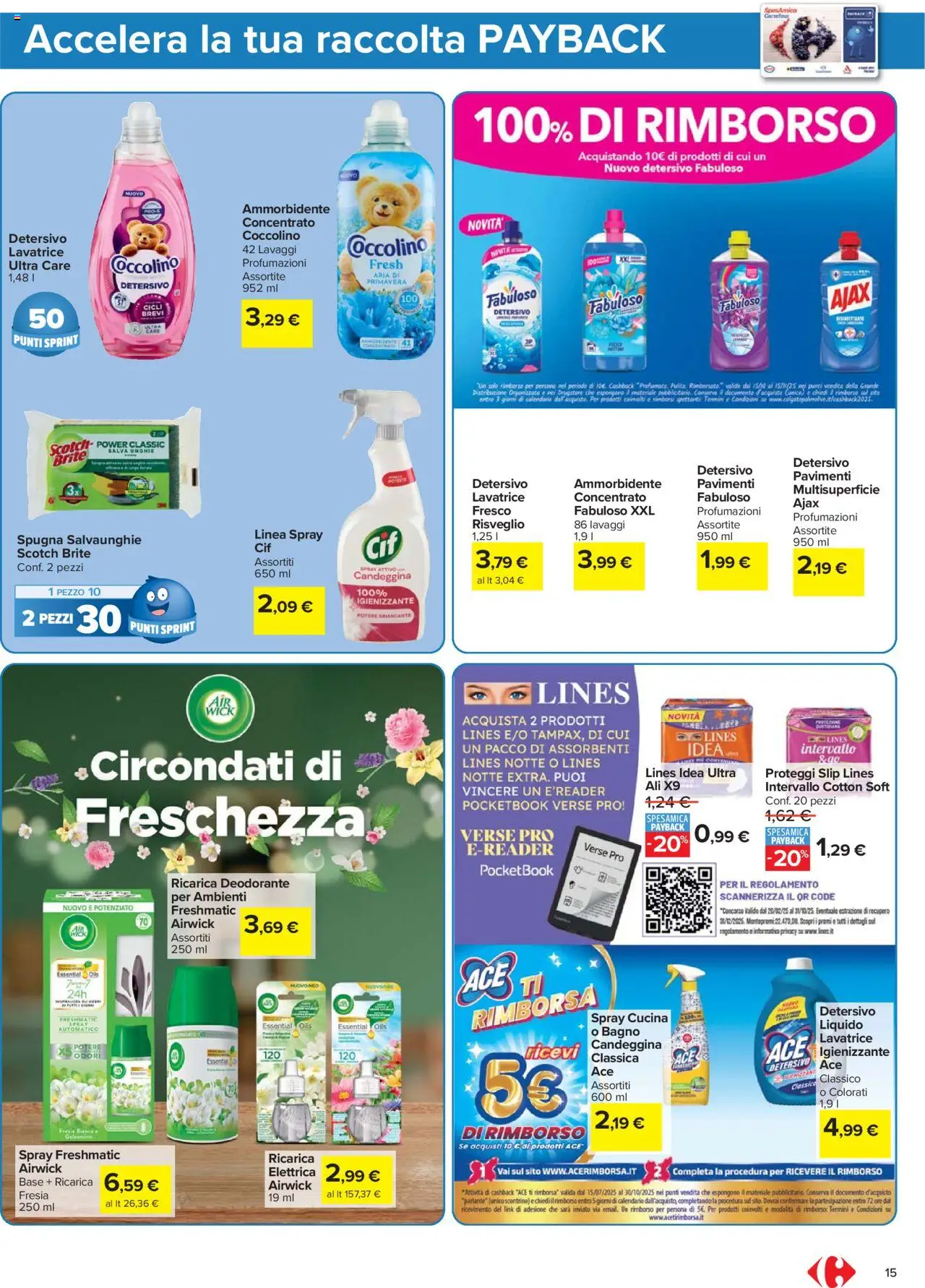 Volantino Carrefour del 10.10.2025 | Pagina: 15 | Prodotti: Ammorbidente, Proteggi slip, Candeggina, Slip