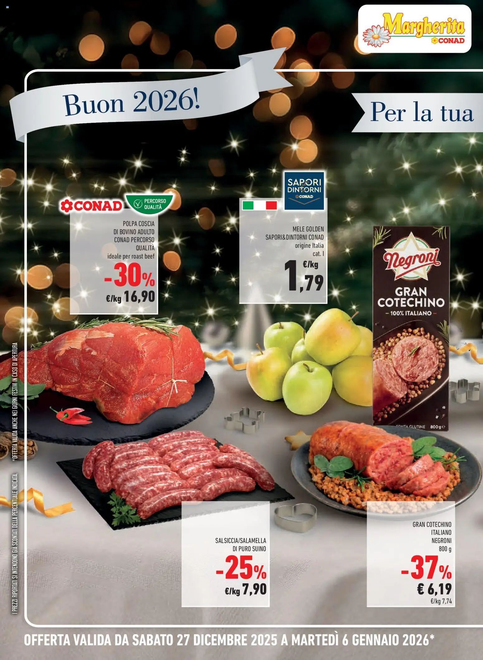 Volantino Conad del 27.12.2025 | Pagina: 4 | Prodotti: Bovino, Mele, Suino, Cotechino