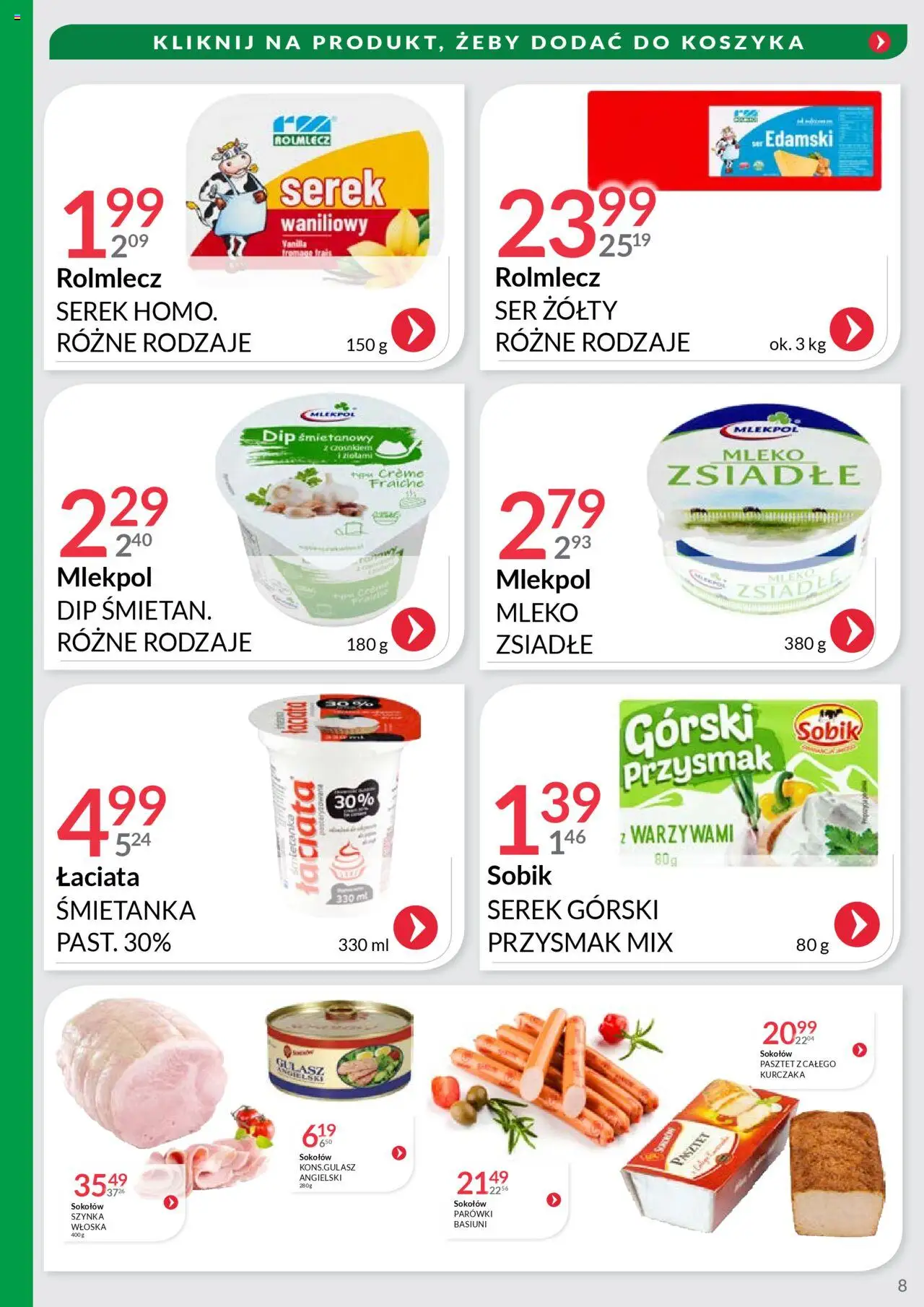 Eurocash Gazetka - Oferta Handlowa MR Południowy Wschód od 09.06.2025 | Strona: 8 | Produkty: Ser żółty, Serek, Parówki, Ser