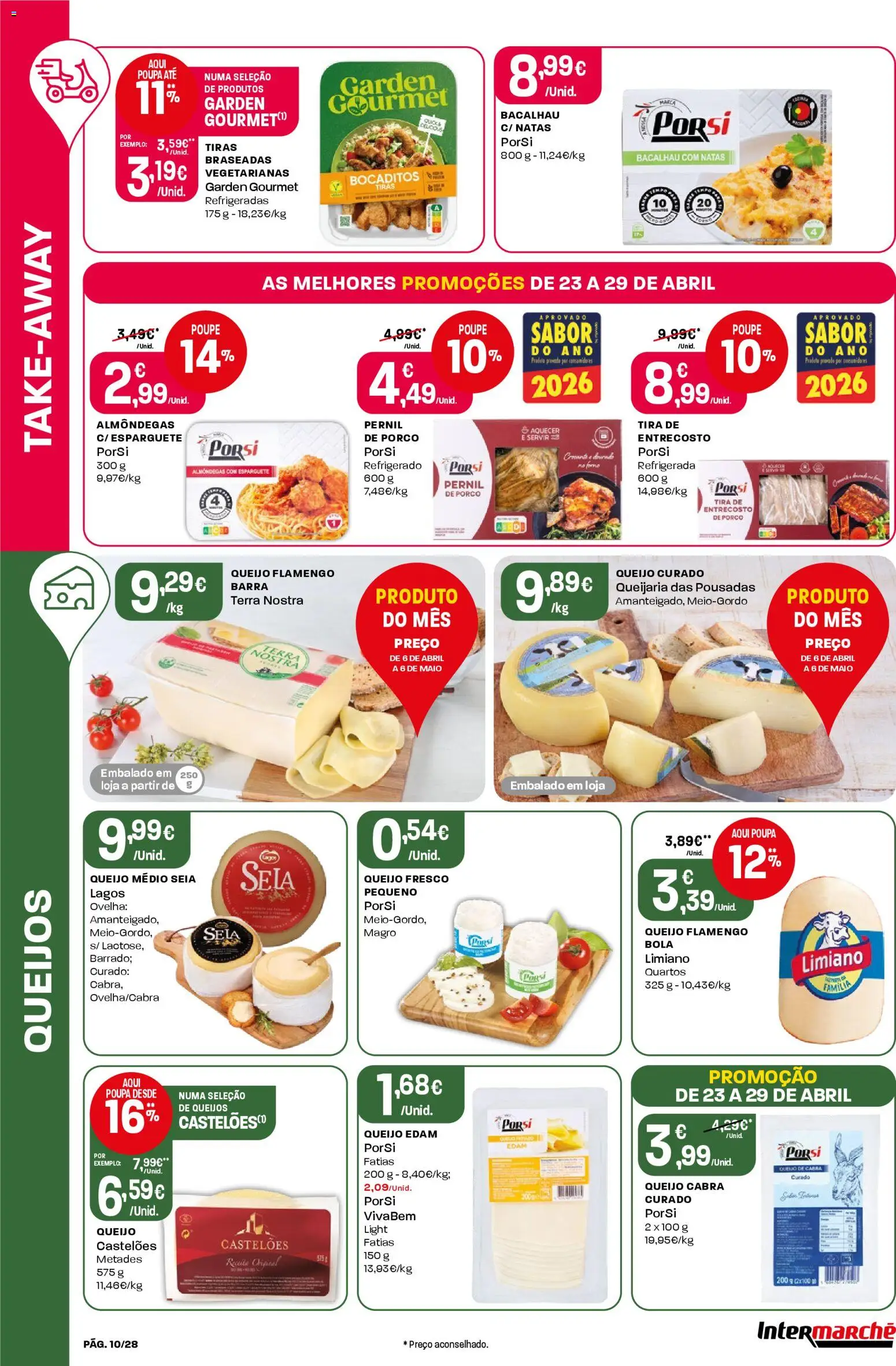 Intermarché Folheto Contact │ válido de 23.04.2026 | Página: 10 | Produtos: Esparguete, Bacalhau, Pernil, Queijo