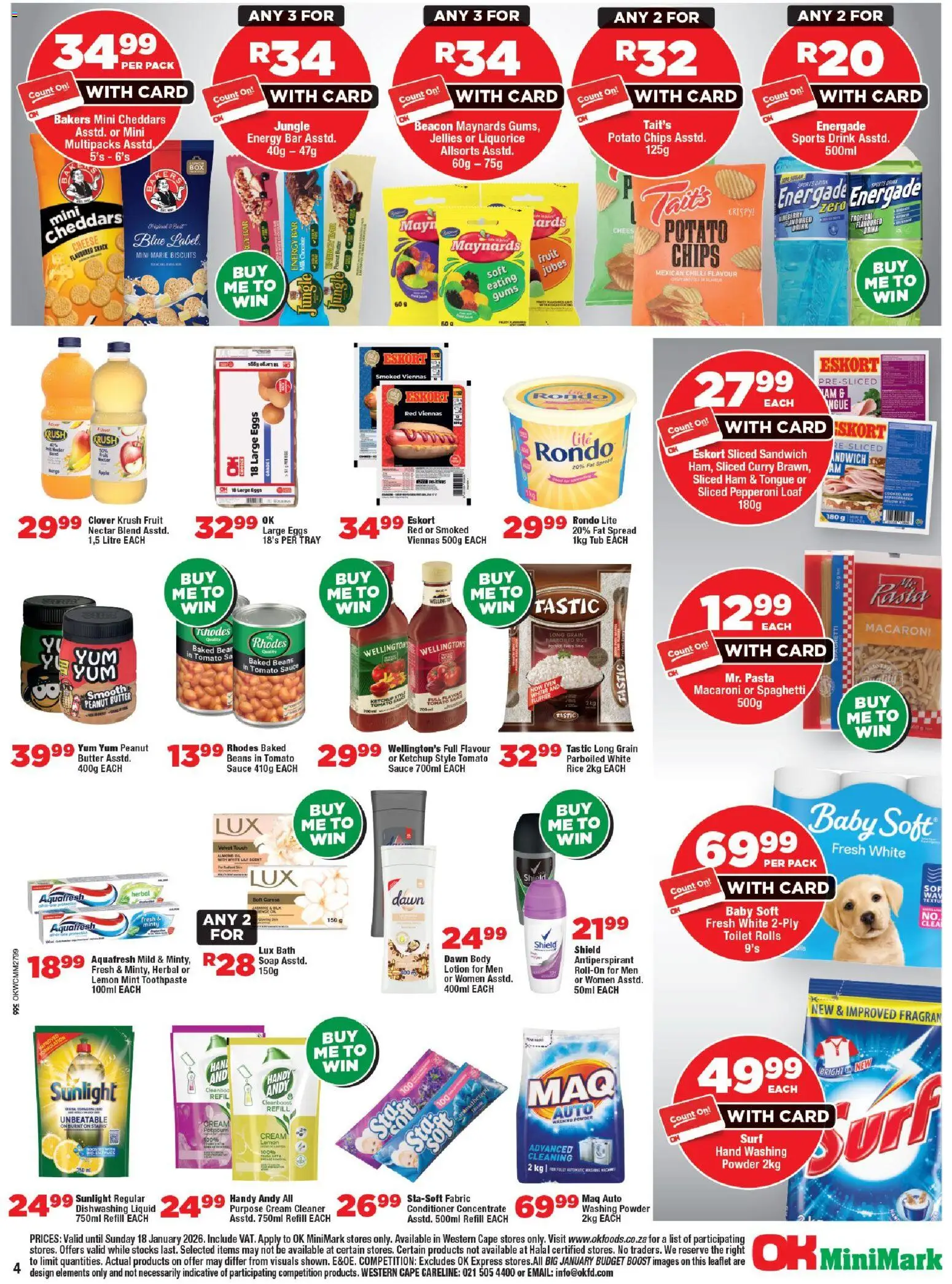 New OK Foods catalogue – valid from 05.01.2026 | Page: 4 | Products: Baked beans, Bath, Butter, Powder