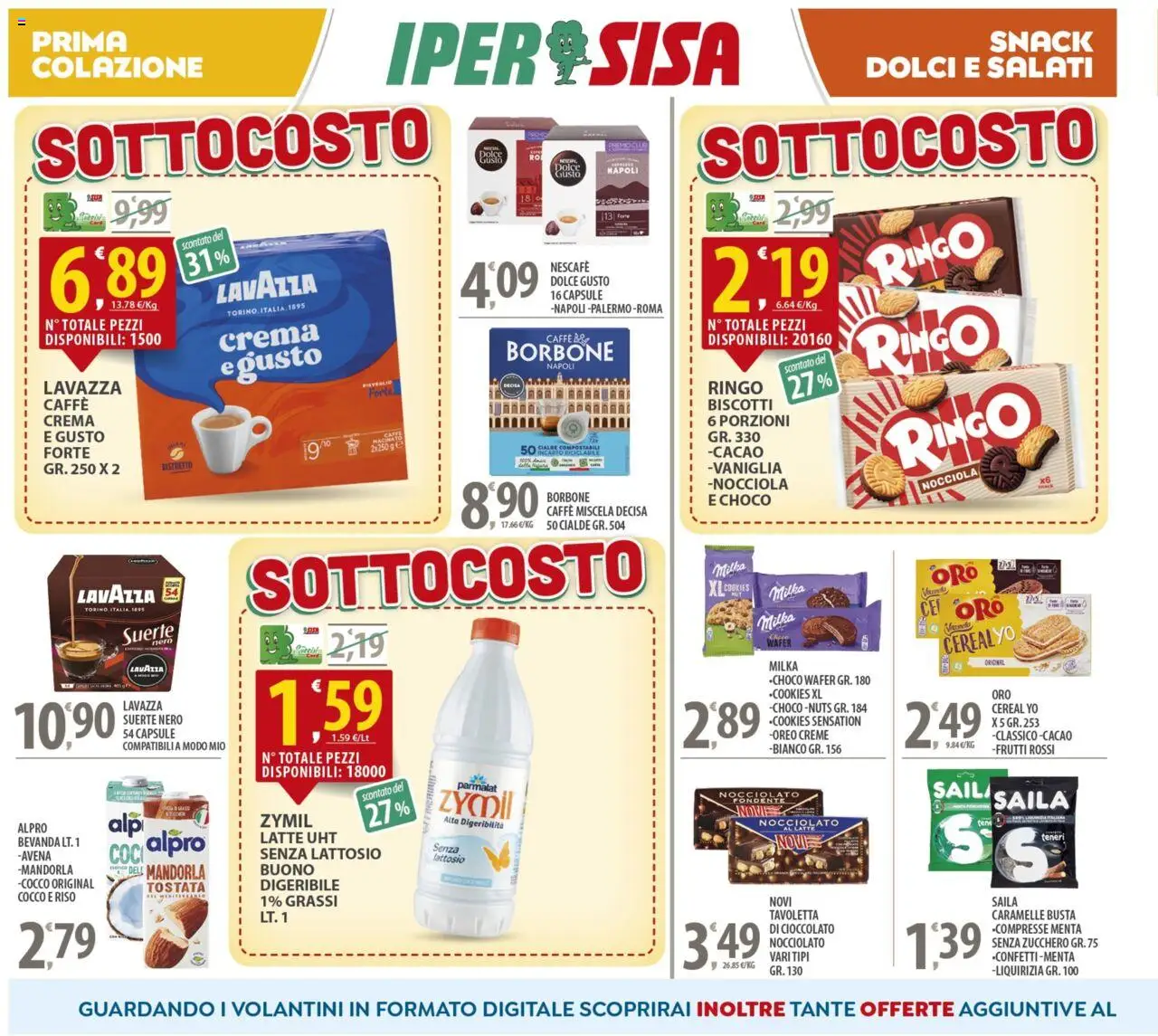 Volantino SISA del 14.10.2025 | Pagina: 10 | Prodotti: Caffè, Biscotti, Zucchero, Latte