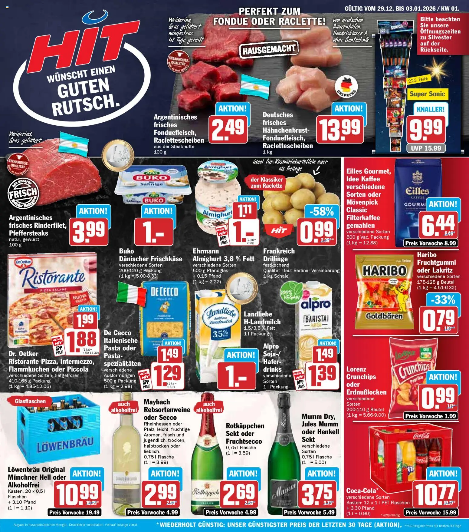 HIT Bayern – gültig ab 29.12.2025 | Seite: 1 | Produkte: Sekt, Jules mumm, Alpro, Lorenz crunchips