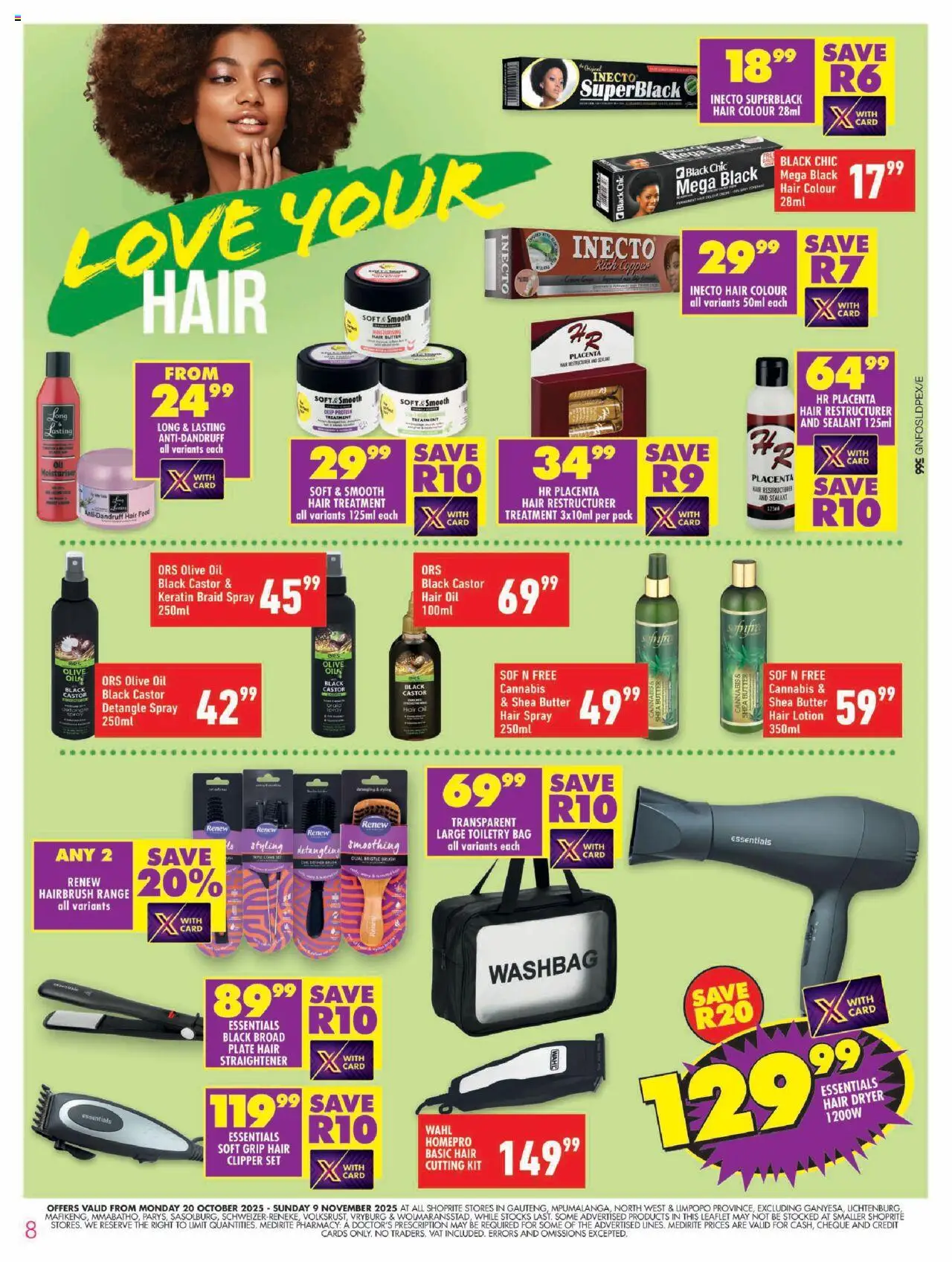 New Shoprite catalogue – valid from 20.10.2025 | Page: 8 | Products: Plate, Hair colour, Oil, Hair oil