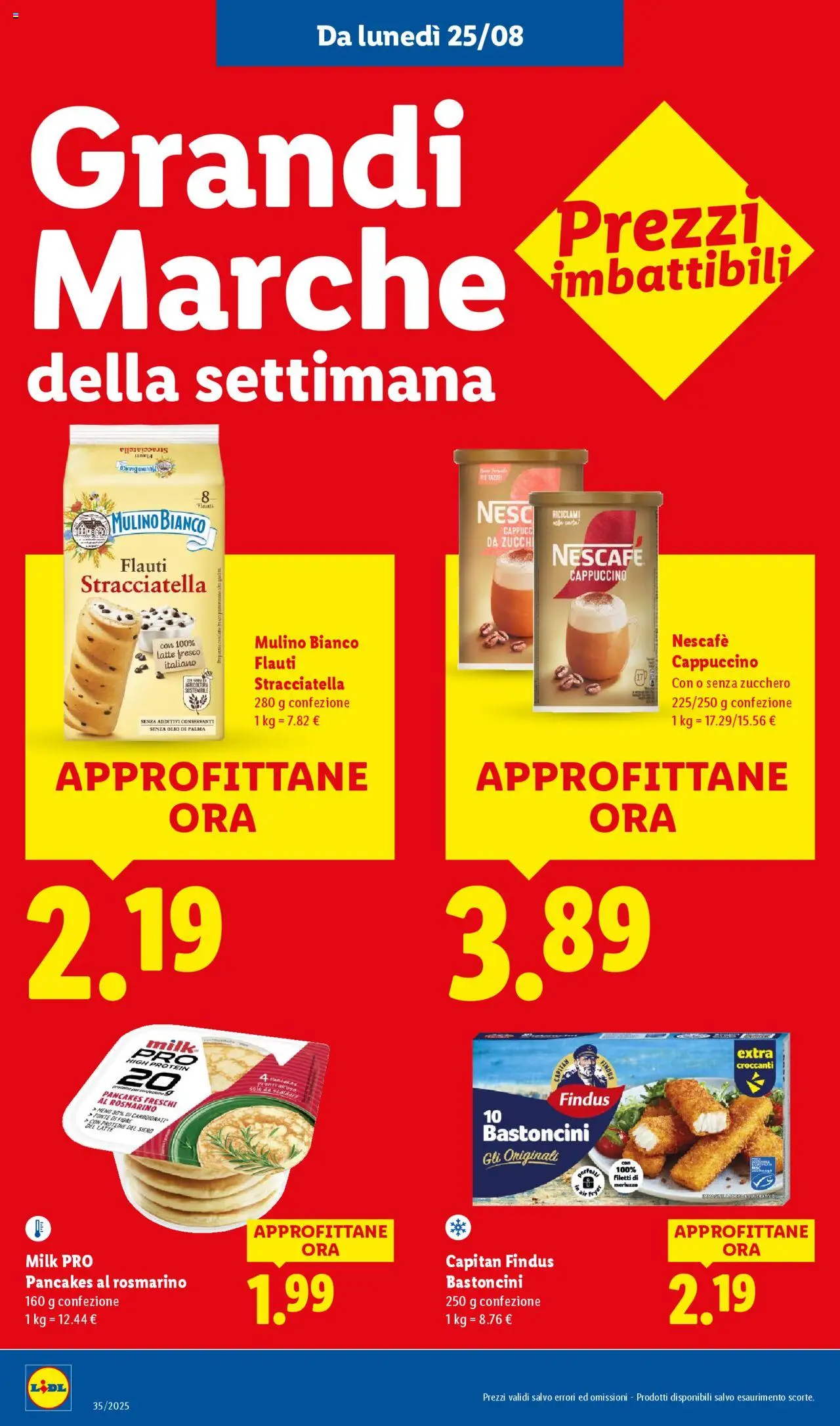 Volantino Lidl del 25.08.2025 | Pagina: 14 | Prodotti: Merluzzo, Zucchero, Olio, Stracciatella