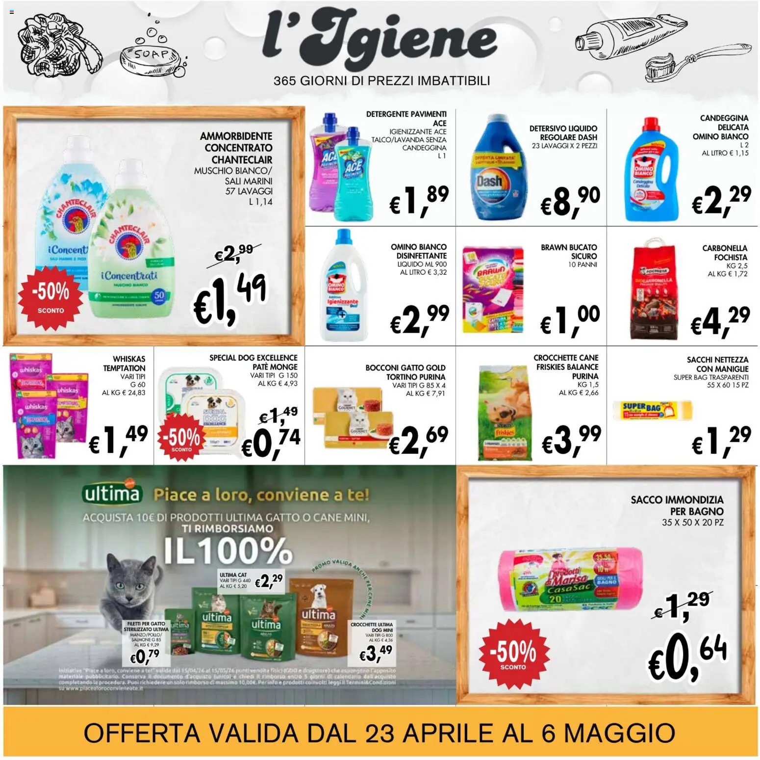 Volantino Coal del 23.04.2026 | Pagina: 23 | Prodotti: Paté, Ammorbidente, Salmone, Crocchette