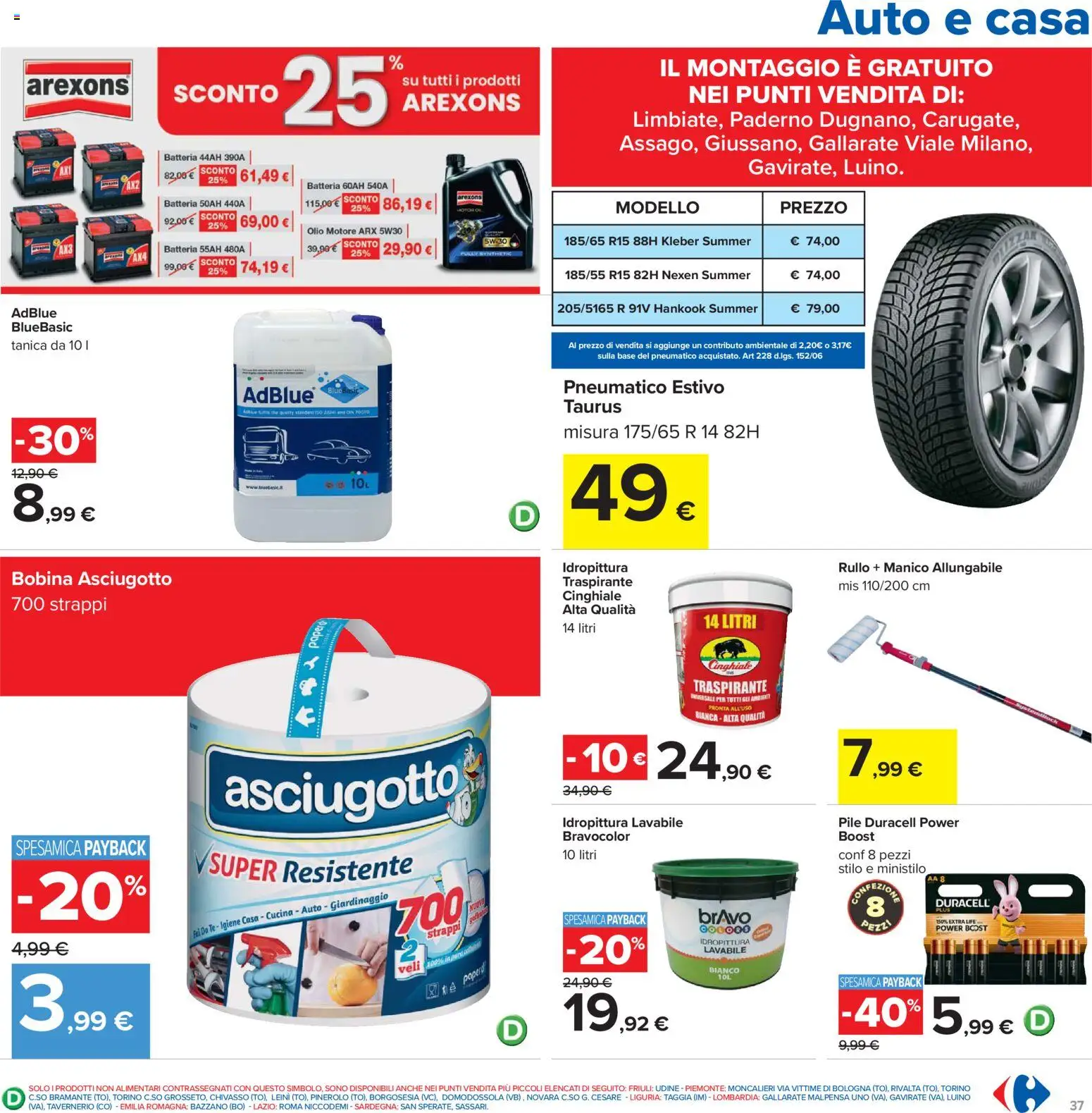 Volantino Carrefour del 24.03.2026 | Pagina: 37 | Prodotti: Pile, Olio motore, Tè, Batteria
