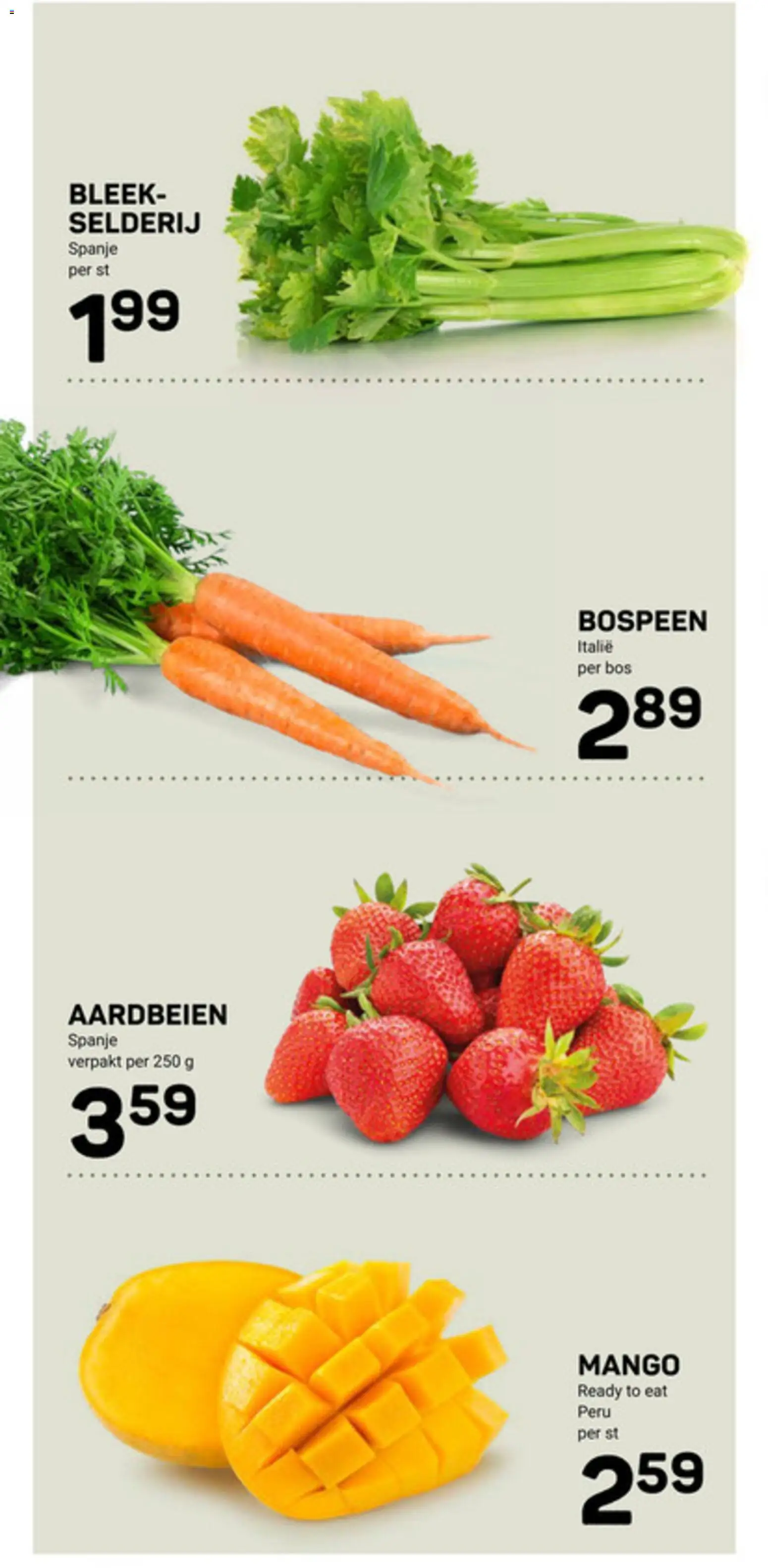 {H1} | Pagina: 8 | Producten: Aardbeien, Selderij, Mango