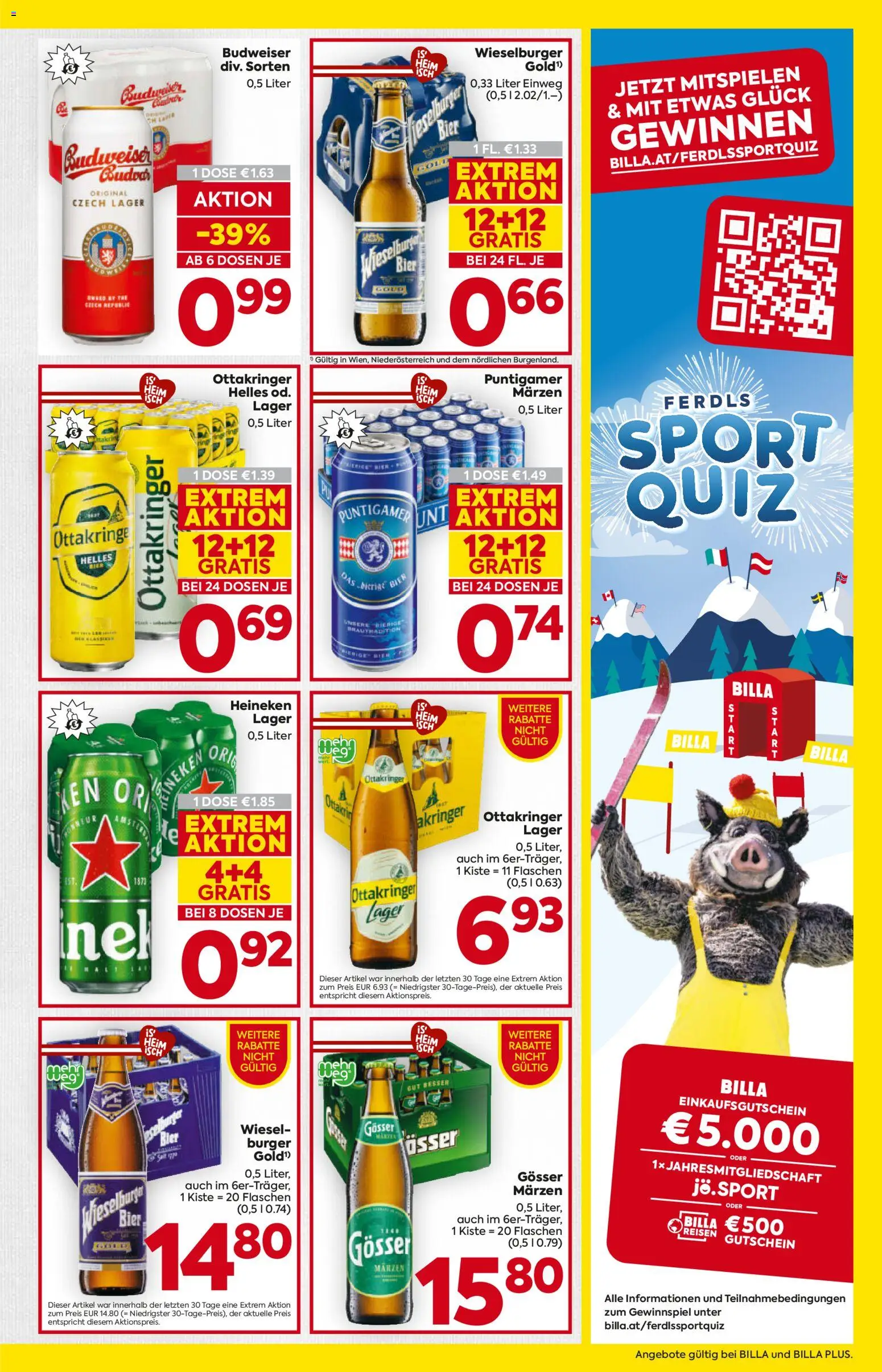 Billa AT akciós ujság - amely érvényes a következő dátumtól: 12.02.2026 | Oldal: 17 | Termékek: Heineken, Budweiser, Gösser