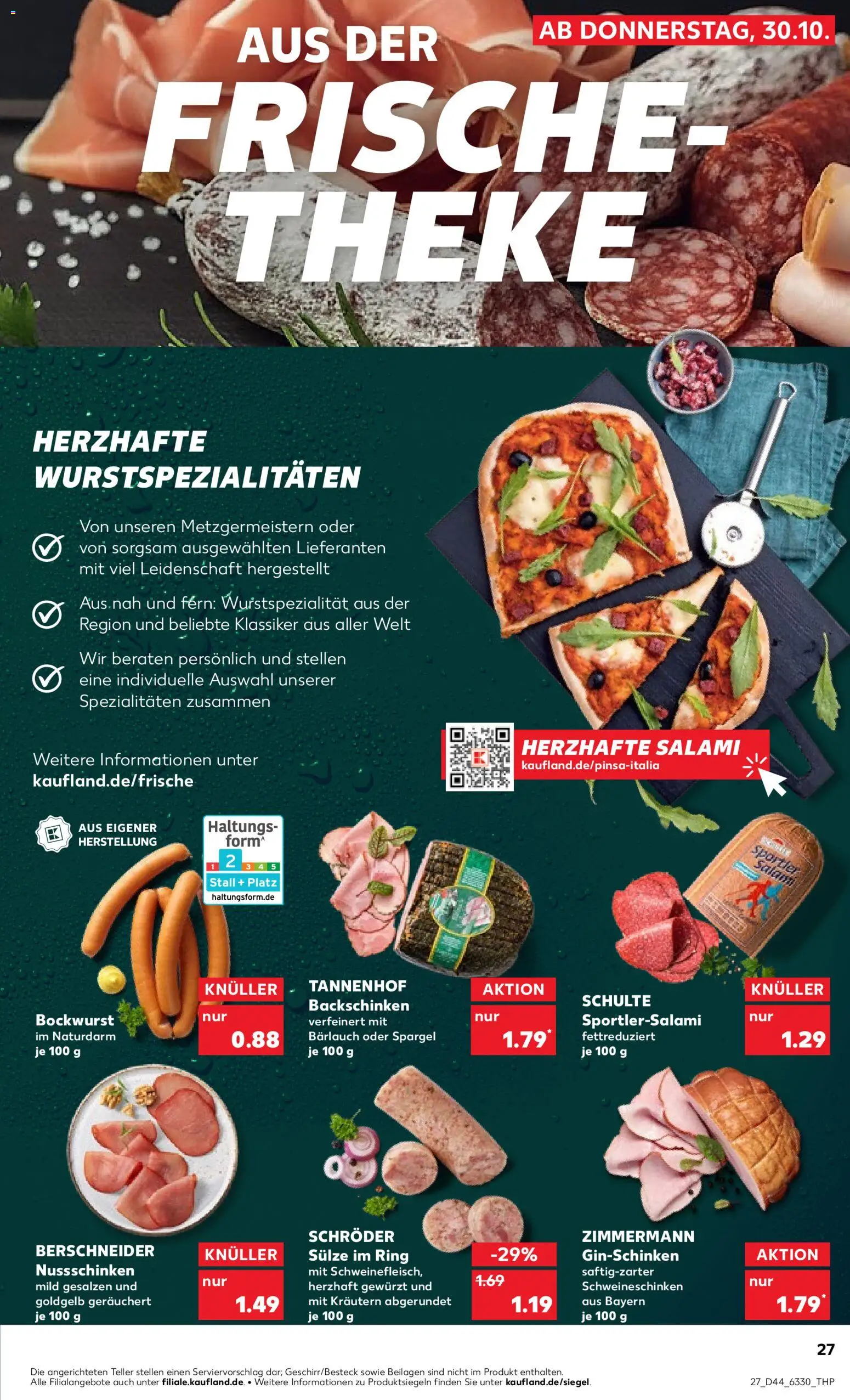 Kaufland prospekt Kiel	 – gültig ab 30.10.2025 | Seite: 27 | Produkte: Bockwurst, Theke, Spargel, Salami