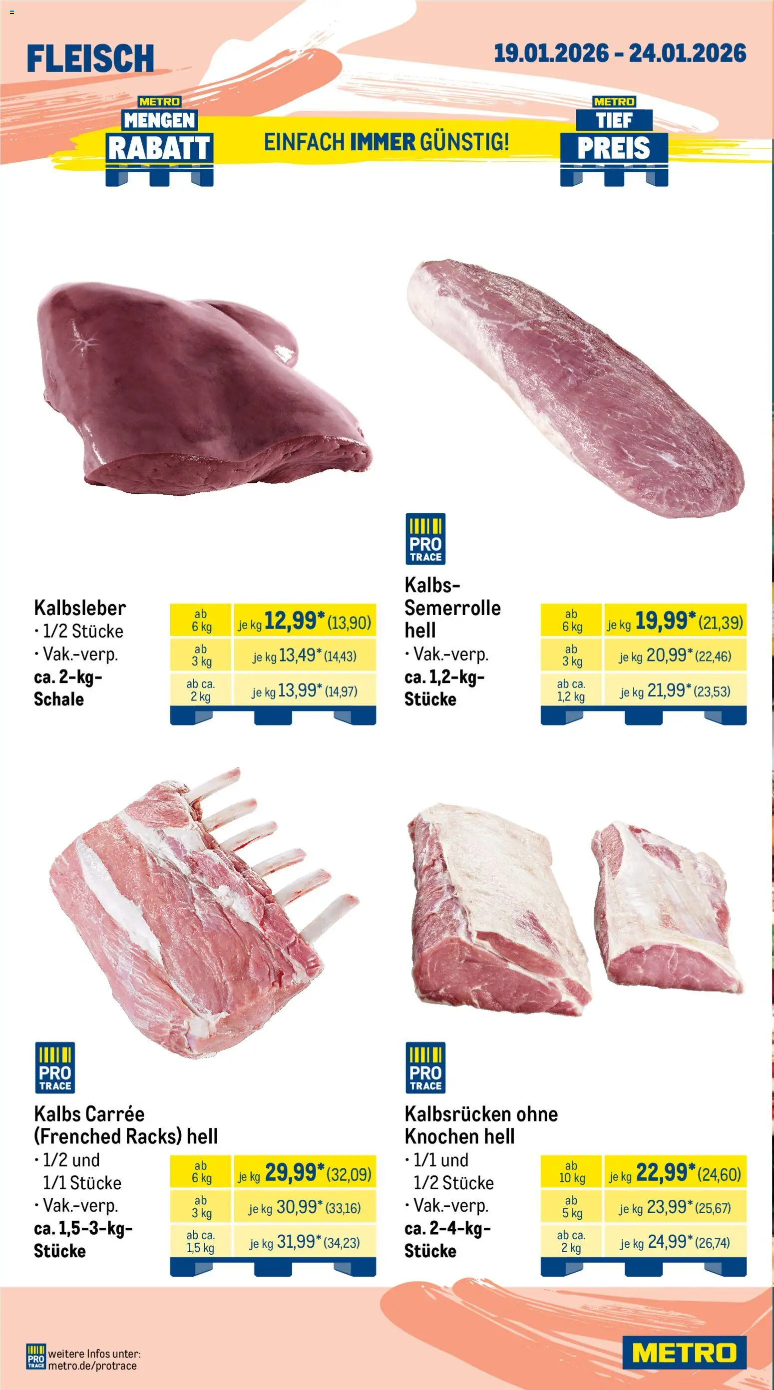 Metro Wochen-Angebote Gastro – gültig ab 19.01.2026 | Seite: 4 | Produkte: Kalbsleber, Fleisch