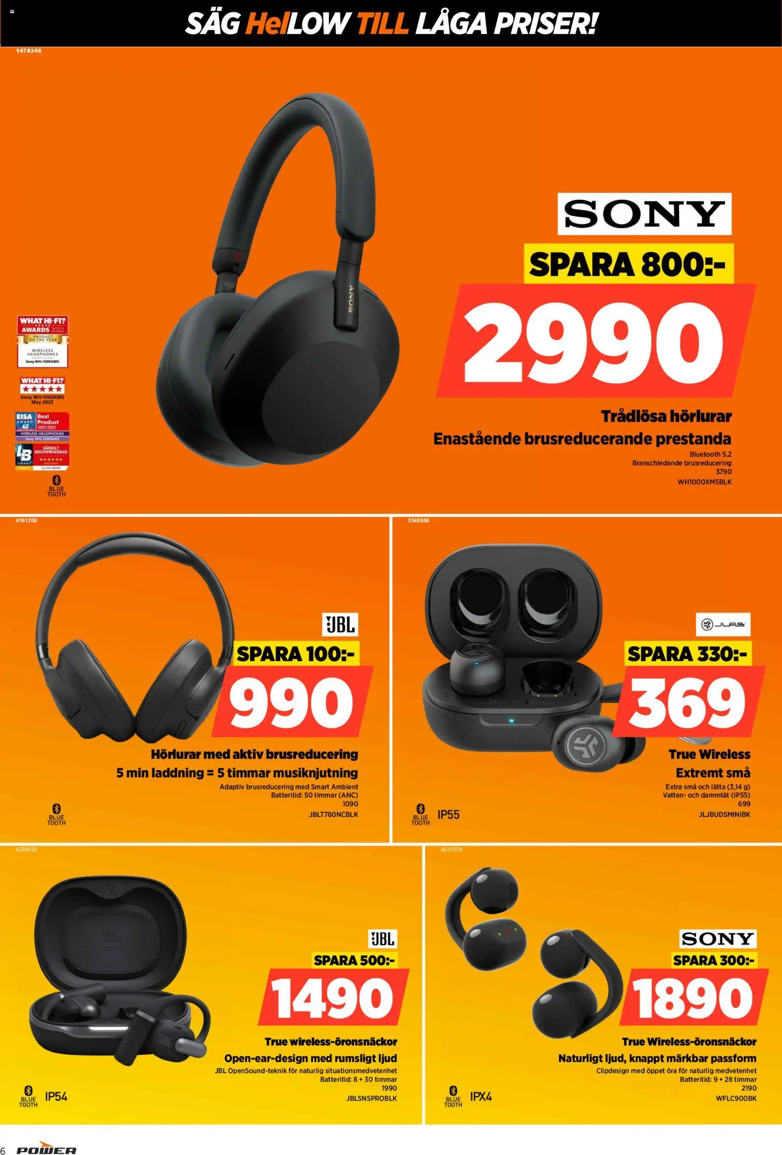 Power reklamblad aktuell från 27.04.2026 | Sida: 6 | Produkter: Såg, Trådlösa hörlurar, Hörlurar