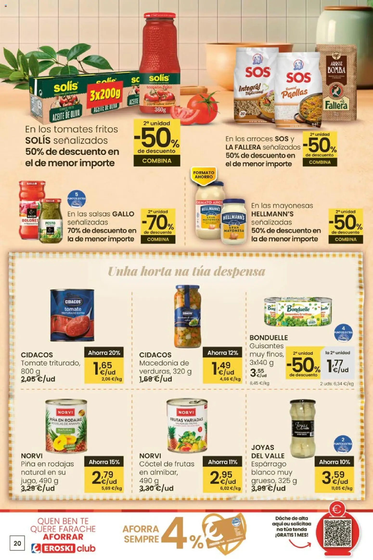 Eroski - 50 de descuento Center │ válido desde el 26.02.2026 | Página: 20 | Productos: Arroz, Piña, Aceite de oliva, Οθόνη προβολής