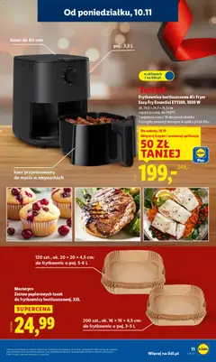 Pogląd oferty "Frytkownica beztłuszczowa Air Fryer Easy Fry Essential EY1308, 1030 W, ok. 29,6 x 24,7 × 35,3 cm, regulacja temp. do 200°C" - ważna od 10.11.2025 | Strona: 15 | Produkty: Frytkownica, Frytkownica beztłuszczowa, Kosz, Tefal
