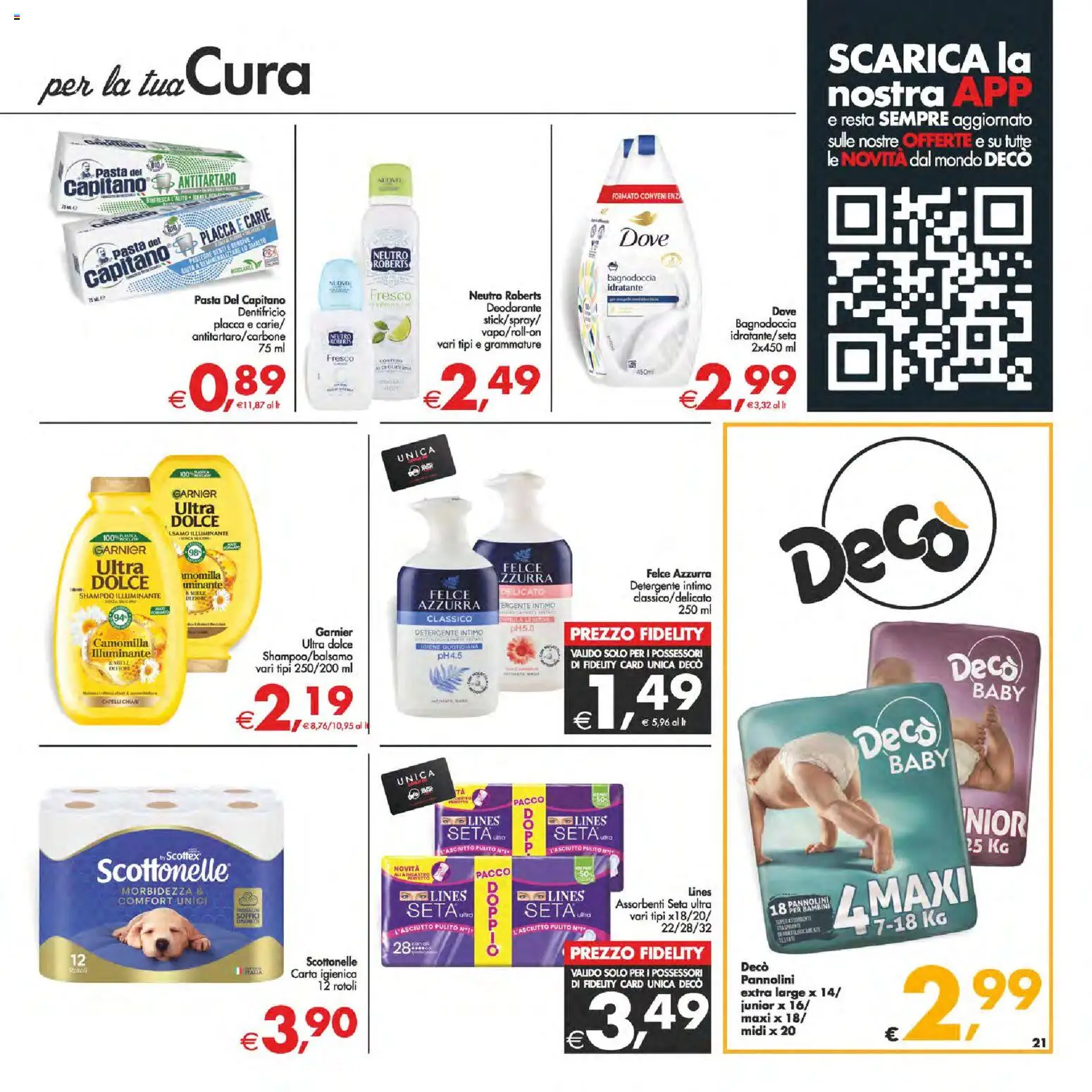 Volantino Decò del 06.03.2026 | Pagina: 21 | Prodotti: Illuminante, Pannolini, Detergente, Intimo