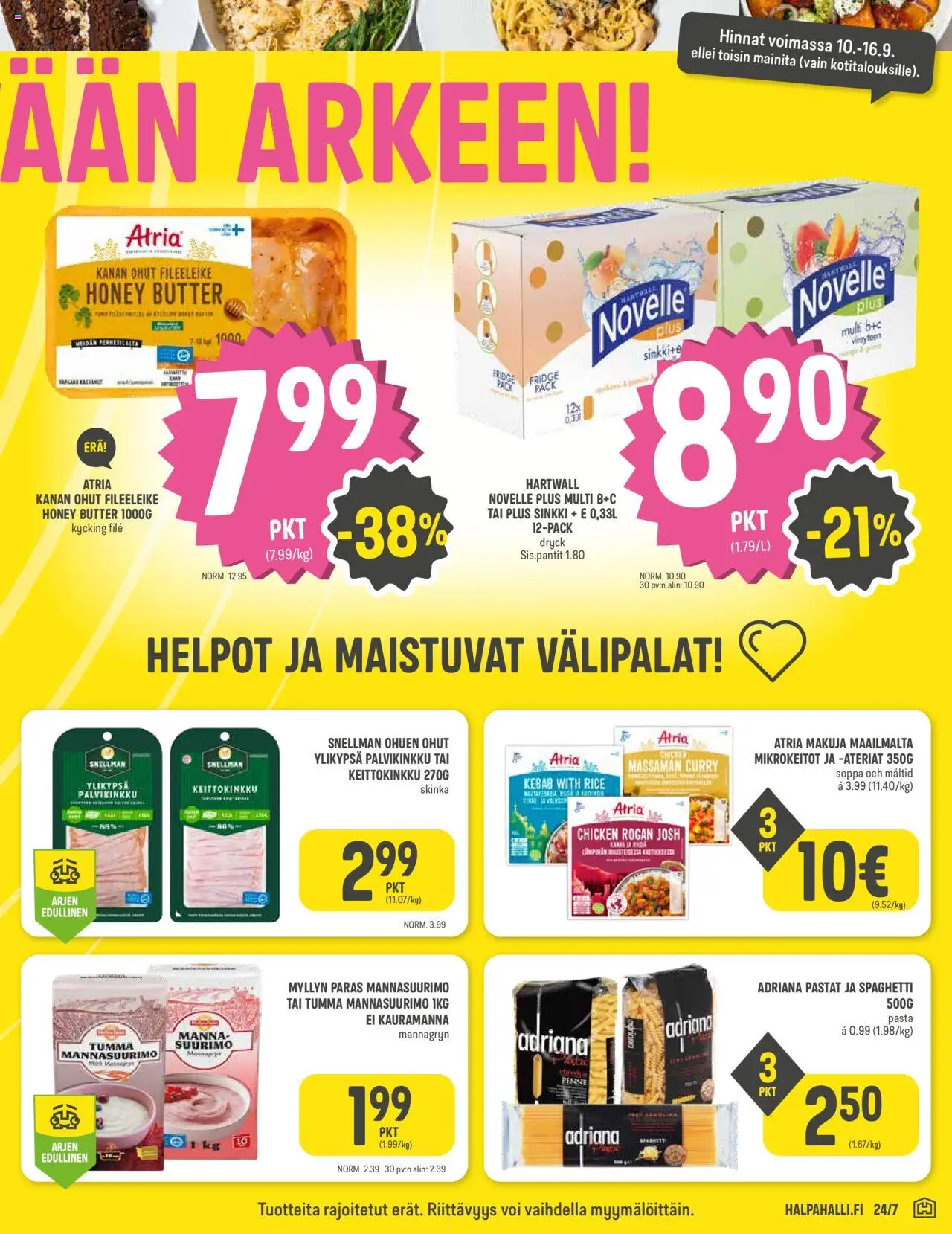Halpa Halli tarjoukset – voimassa 10.09.2025 alkaen | Sivu: 3 | Tuotteet: Curry, Voi, Pasta