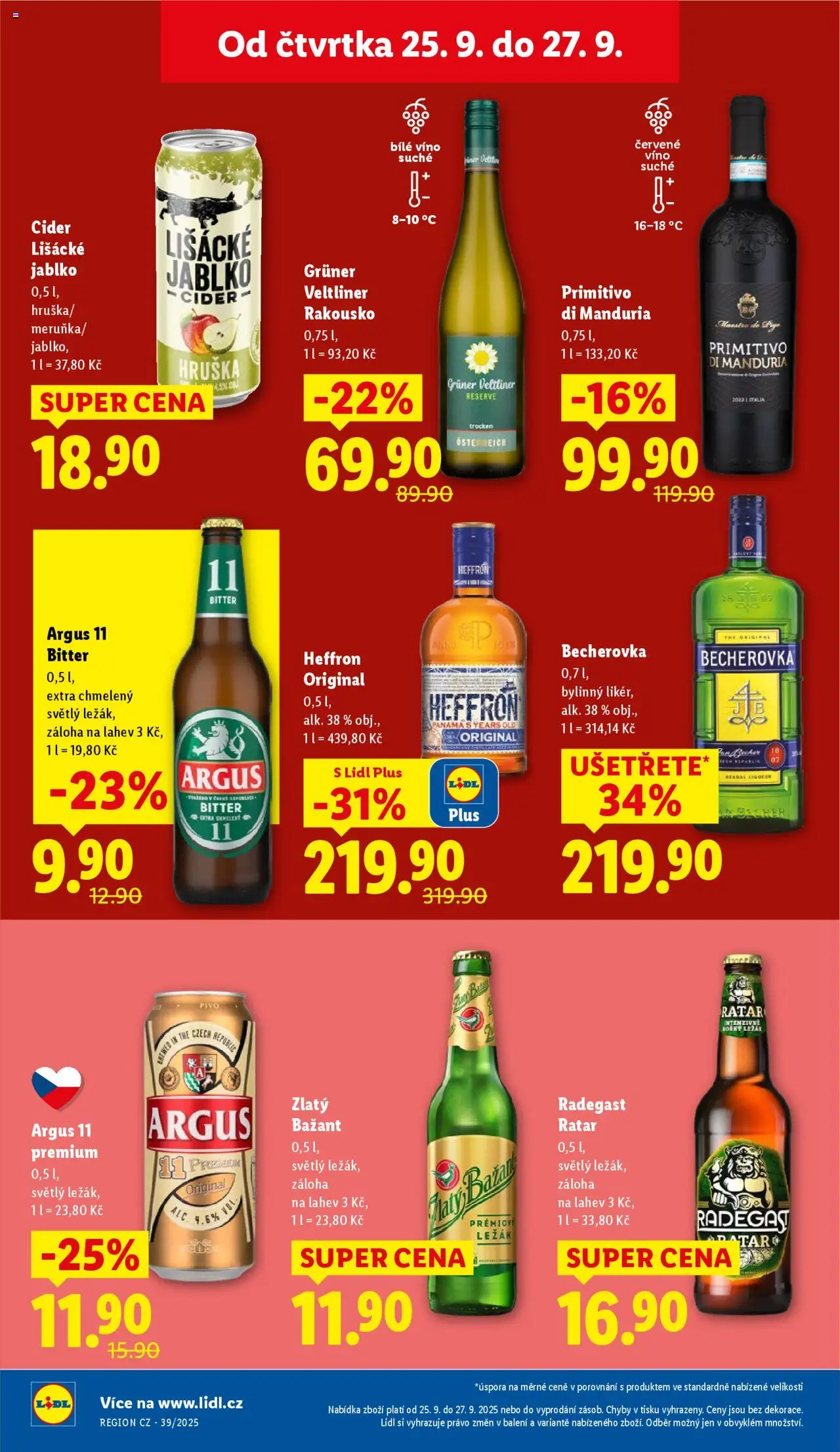 Lidl leták od 25.09.2025 | Strana: 26 | Produkty: Bílé víno, Víno, Heffron, Argus
