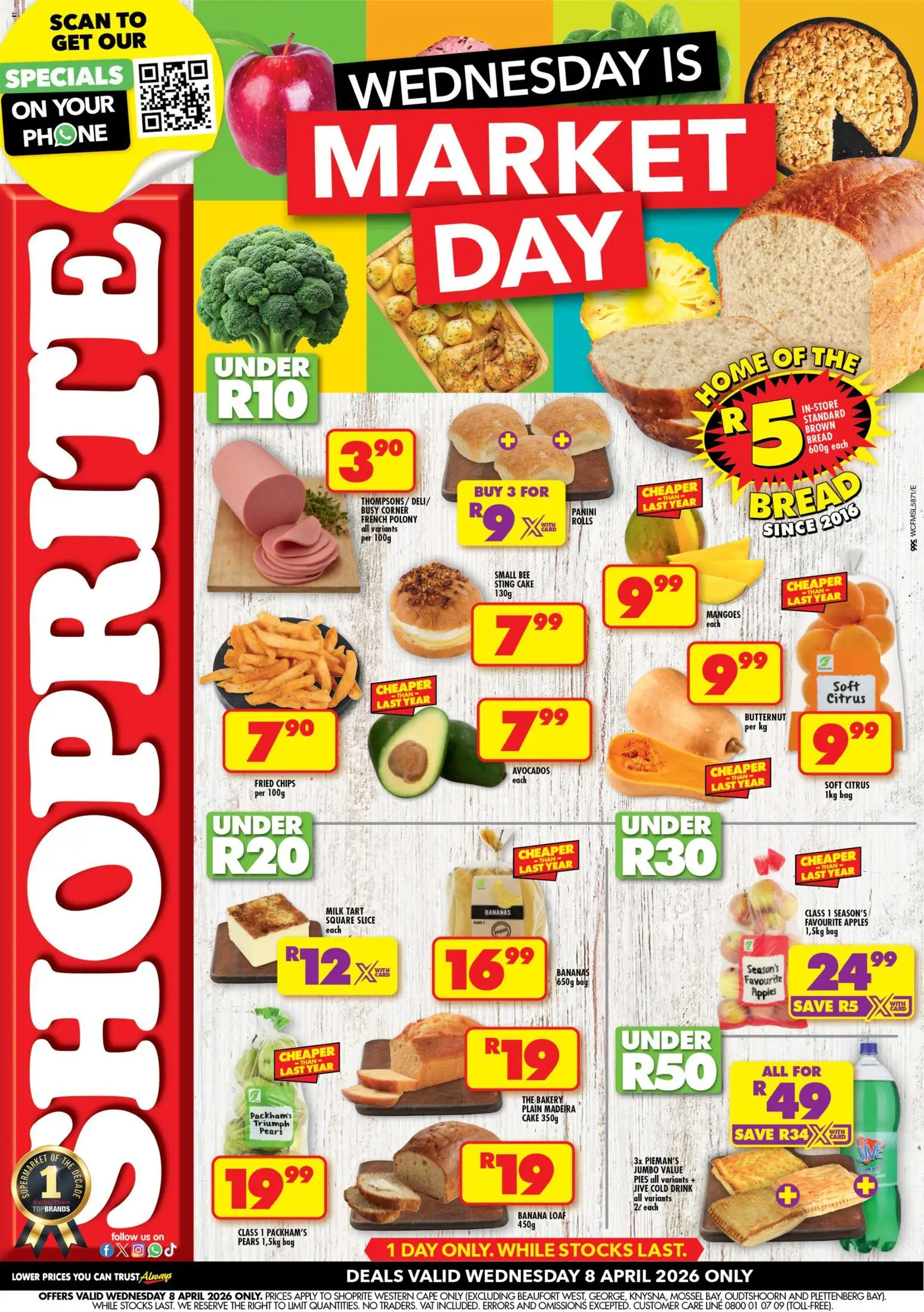 New Shoprite catalogue – valid from 08.04.2026 | Page: 1 | Products: Phone, Bananas, Chips, Fruit