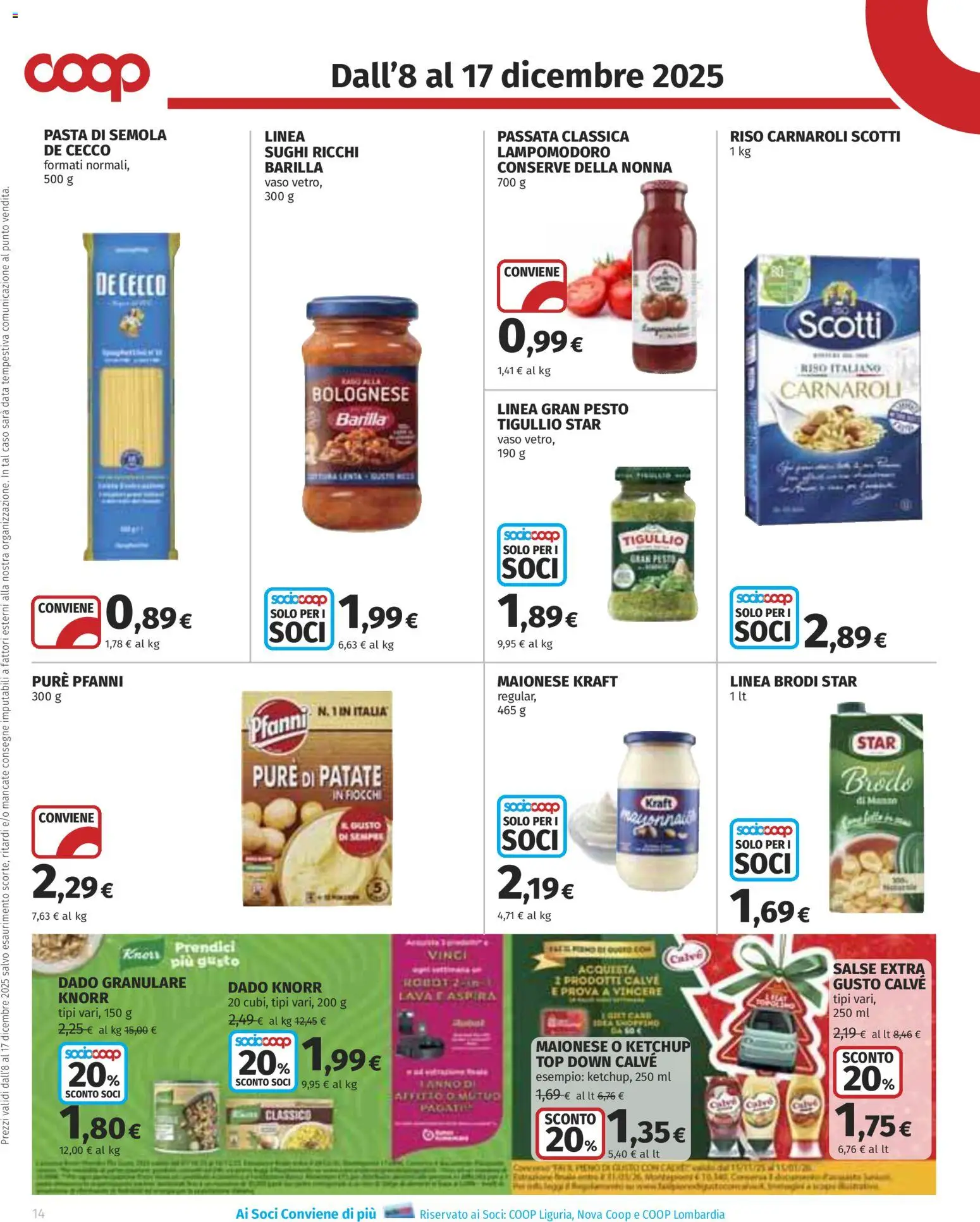 Volantino COOP del 08.12.2025 | Pagina: 14 | Prodotti: Riso Carnaroli, Top, Pesto, Vaso