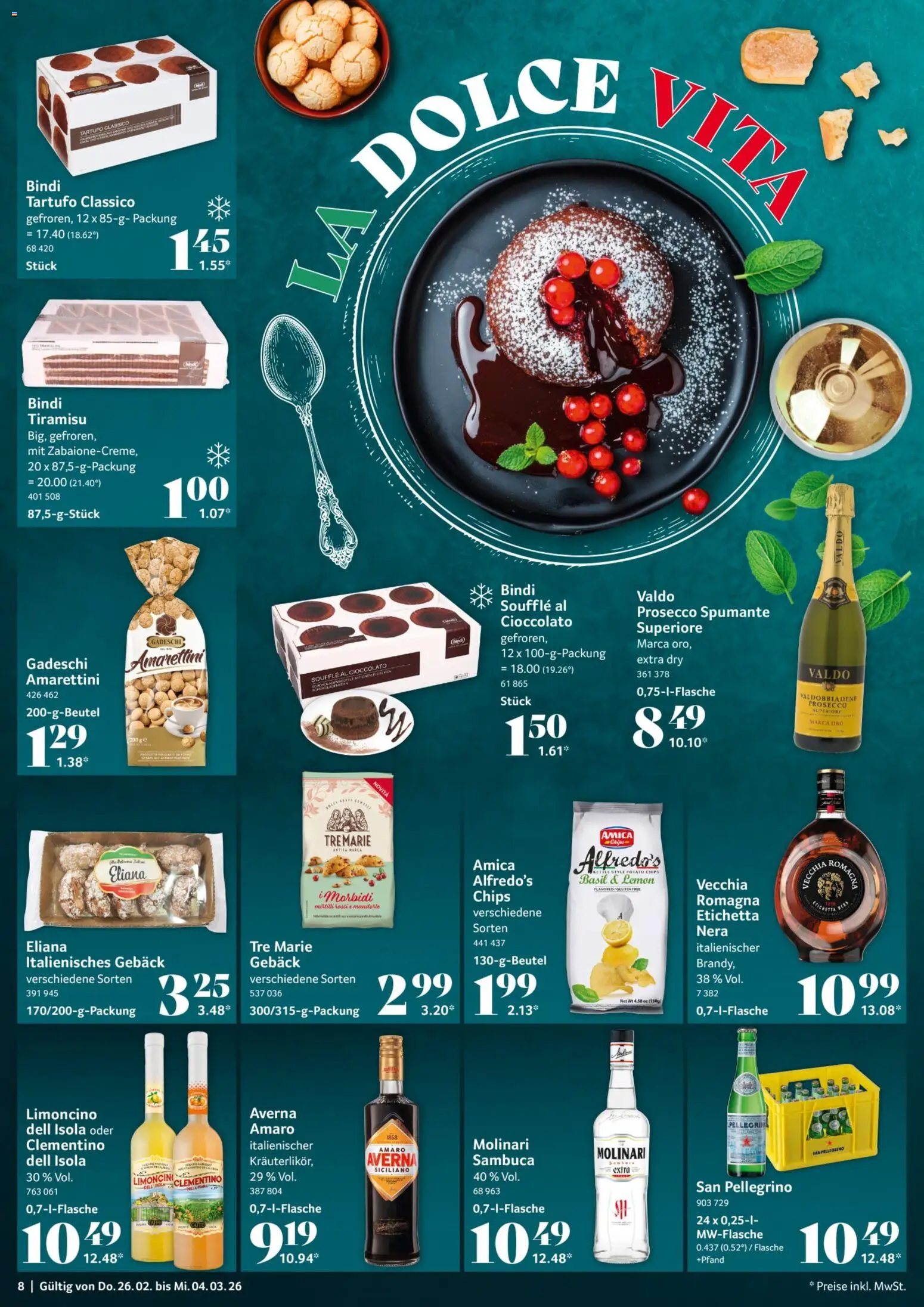 Selgros Prospekt 	 – gültig ab 26.02.2026 | Seite: 8 | Produkte: Sambuca, Prosecco, Chips, Sambuca molinari