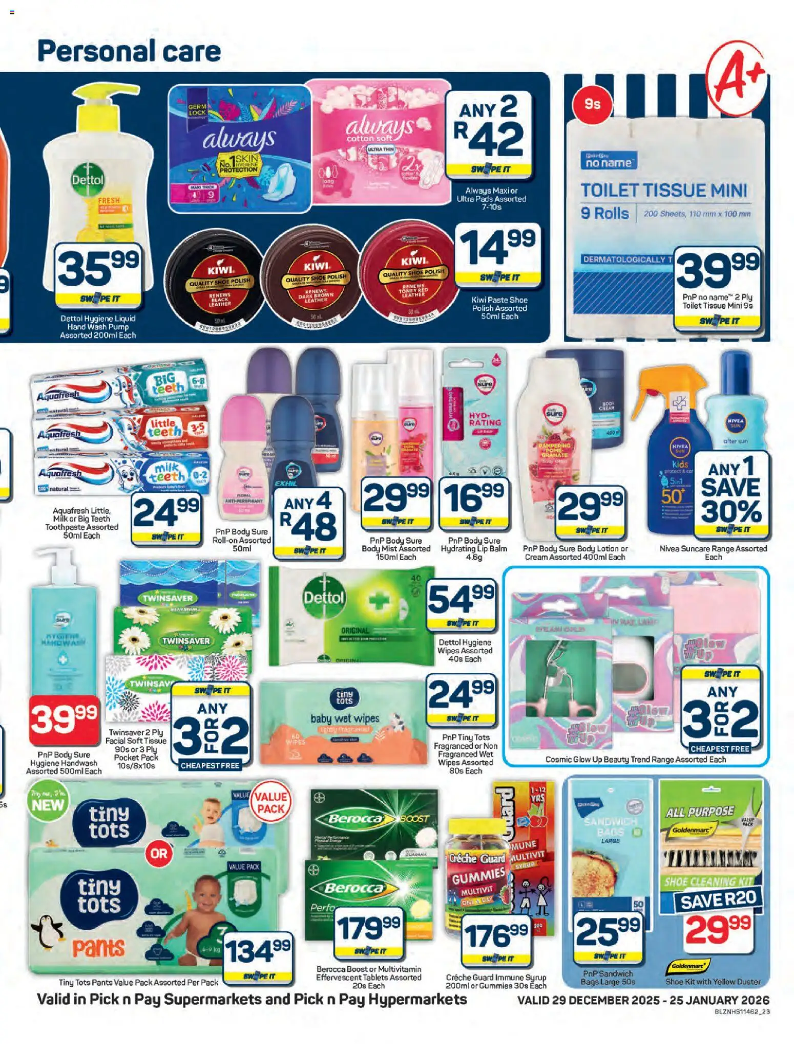 New Pick n Pay catalogue – valid from 29.12.2025 | Page: 23 | Products: Kiwi, Syrup, Toothpaste, Lotion