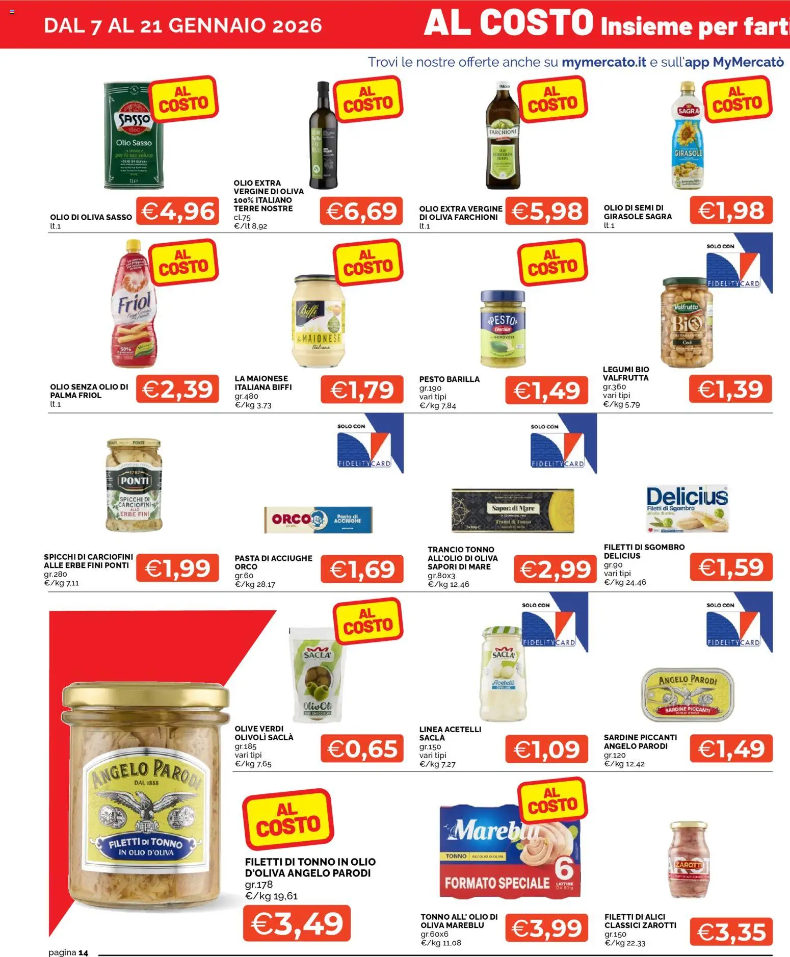 Volantino Mercatò del 07.01.2026 | Pagina: 14 | Prodotti: Olio, Pasta, Pesto, Olio extra vergine