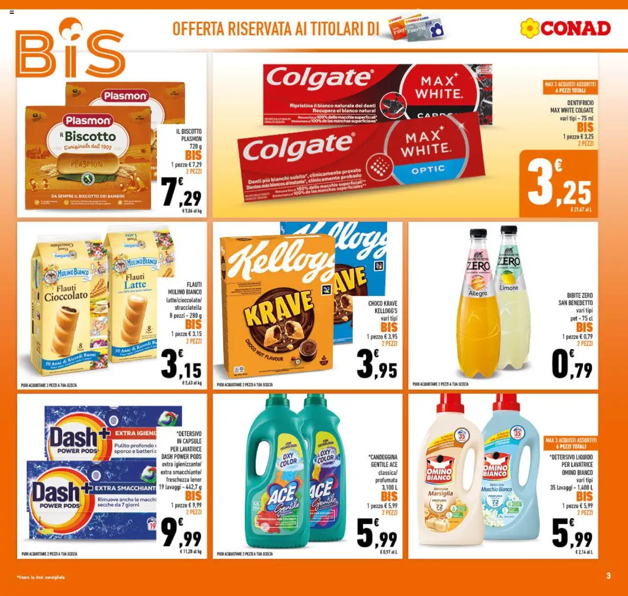 Volantino Conad del 08.10.2025 | Pagina: 3 | Prodotti: Dentifricio, Latte, Bibite, Stracciatella