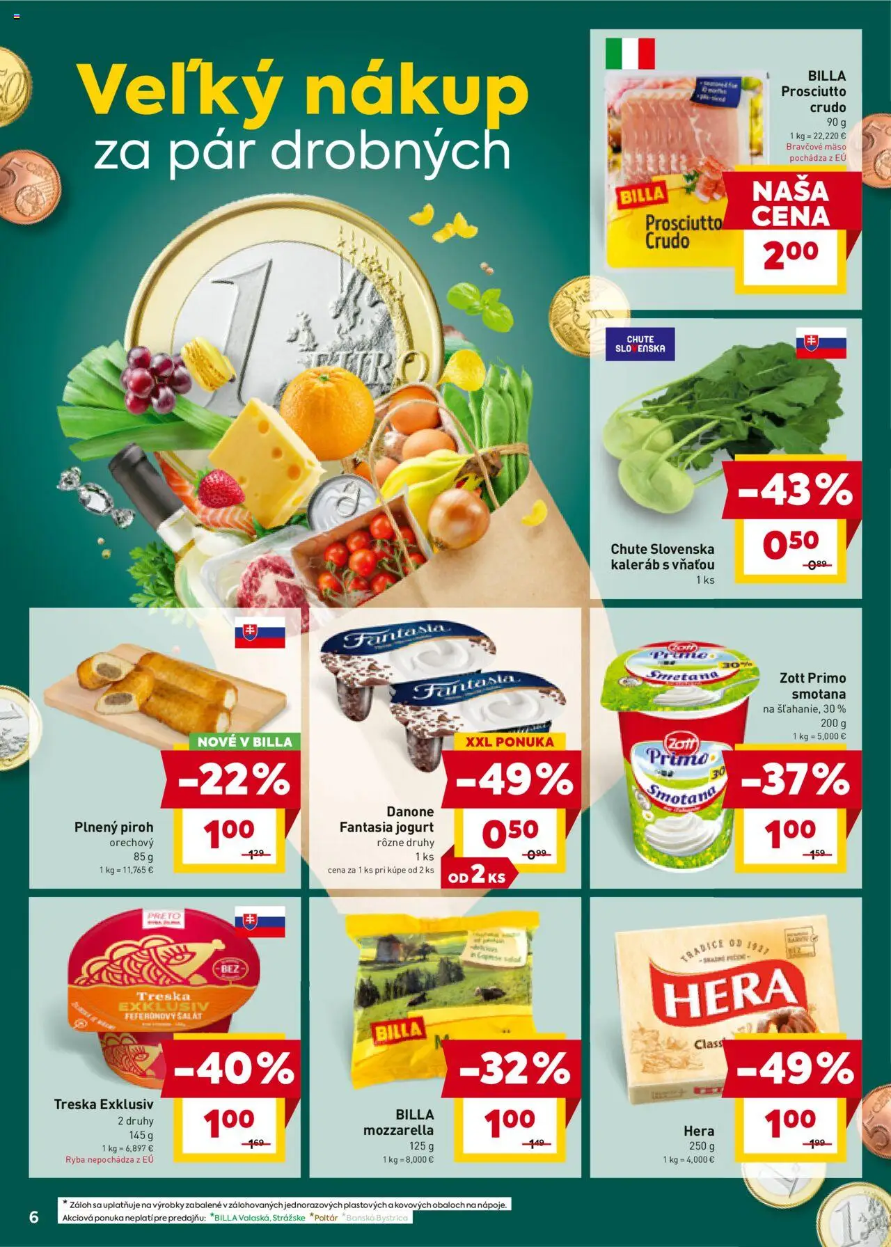 Billa leták │ platný od 30.07.2025 | Strana: 6 | Produkty: Smotana, Ryba, Šalát, Hera
