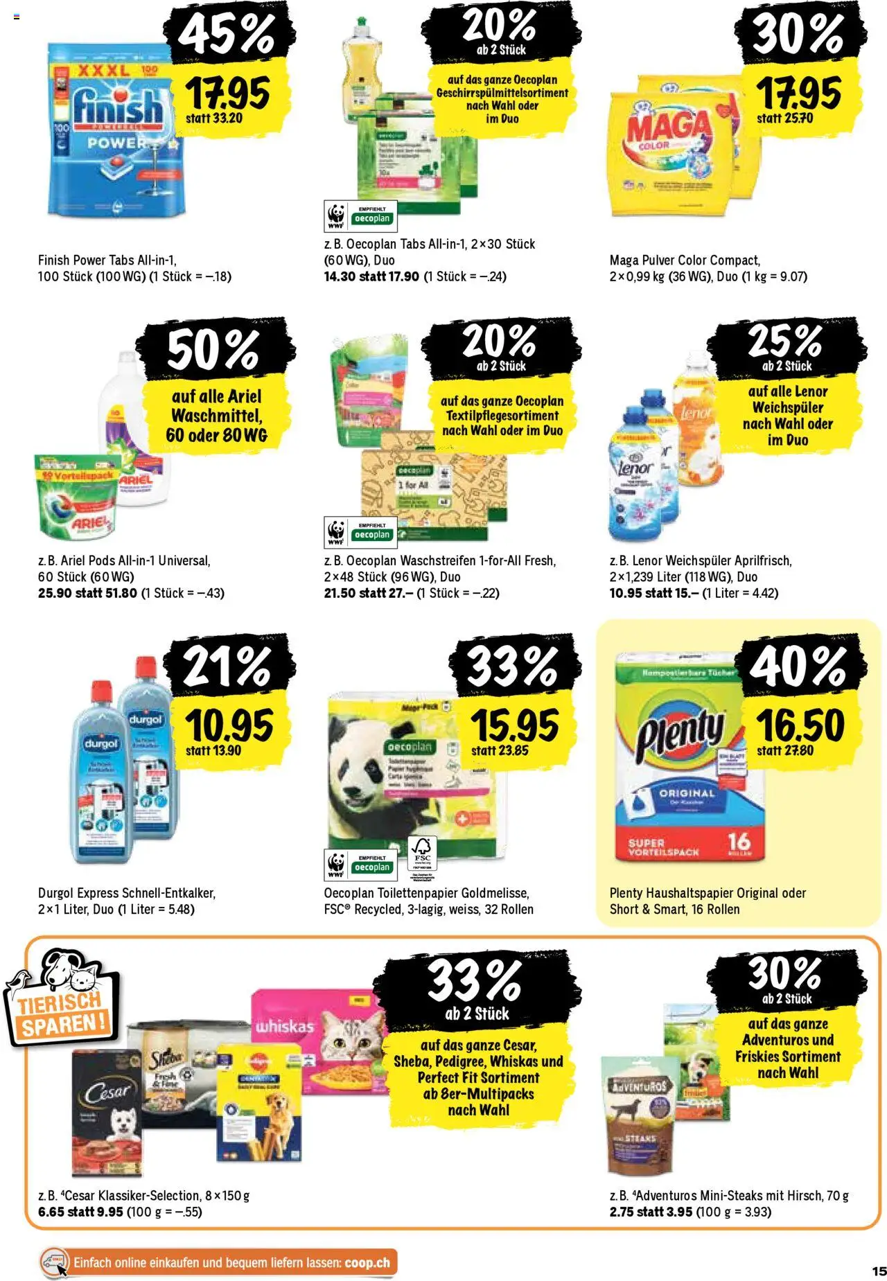 Coop Aktionen ab 21.08.2025 | Seite: 15 | Produkte: Pulver, Weichspüler, Toilettenpapier