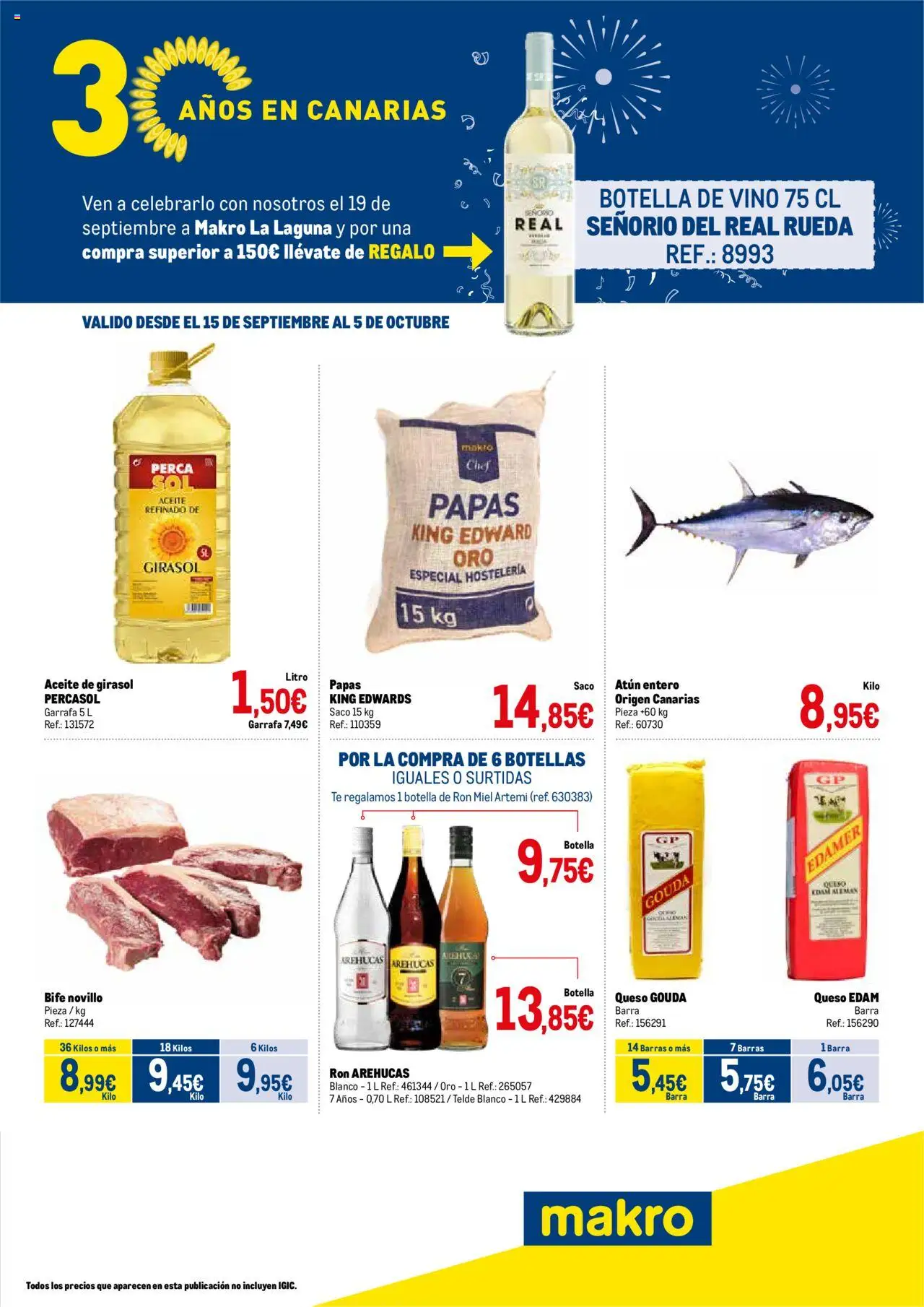 Makro - Especial 30 aňos La Laguna │ válido desde el 15.09.2025 | Página: 1 | Productos: Ψηφιακή κάμερα, Ron, Queso, Té