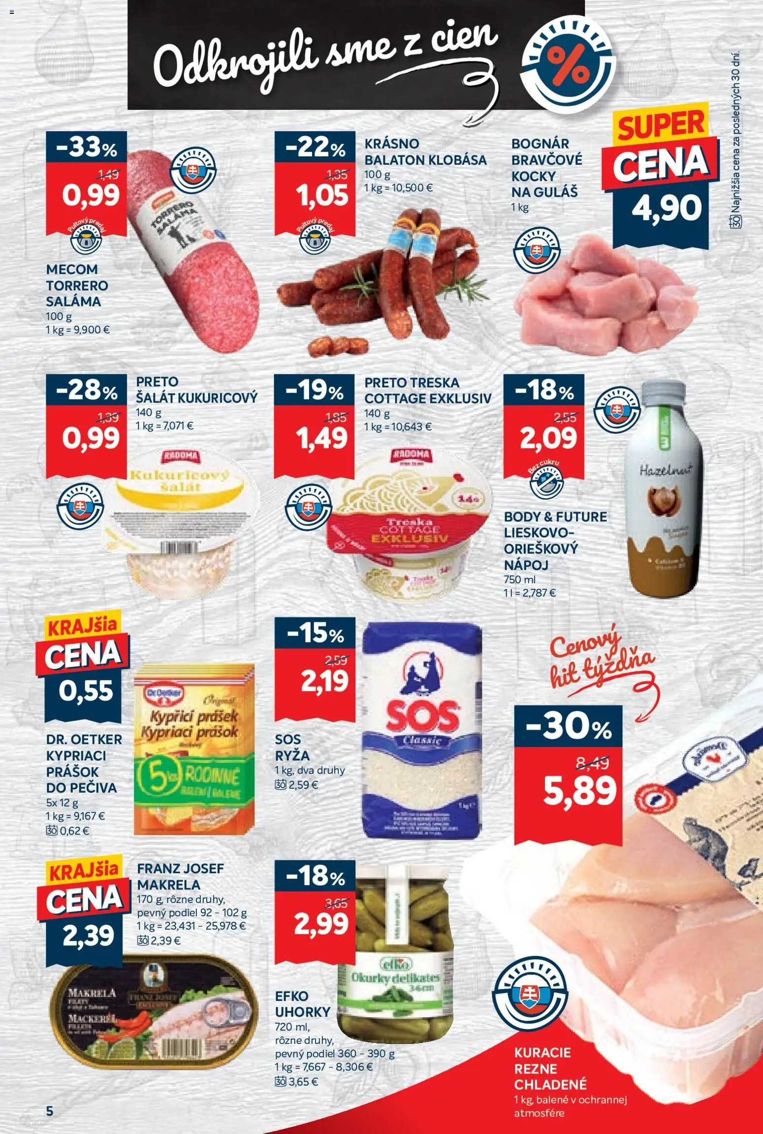 Nové Kraj akcie – leták je platný od 04.12.2025 | Strana: 9 | Produkty: Saláma, Klobása, Šalát, Uhorky