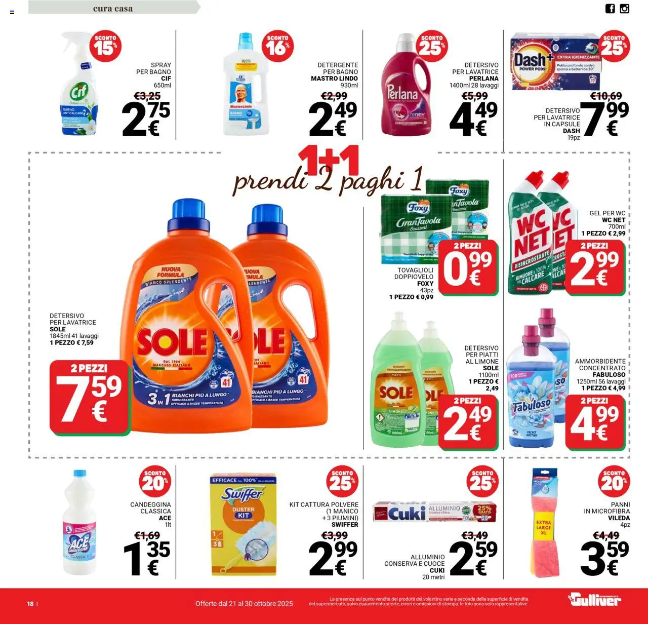 Volantino Gulliver del 21.10.2025 | Pagina: 18 | Prodotti: Uova, Ammorbidente, Detergente, Bagno