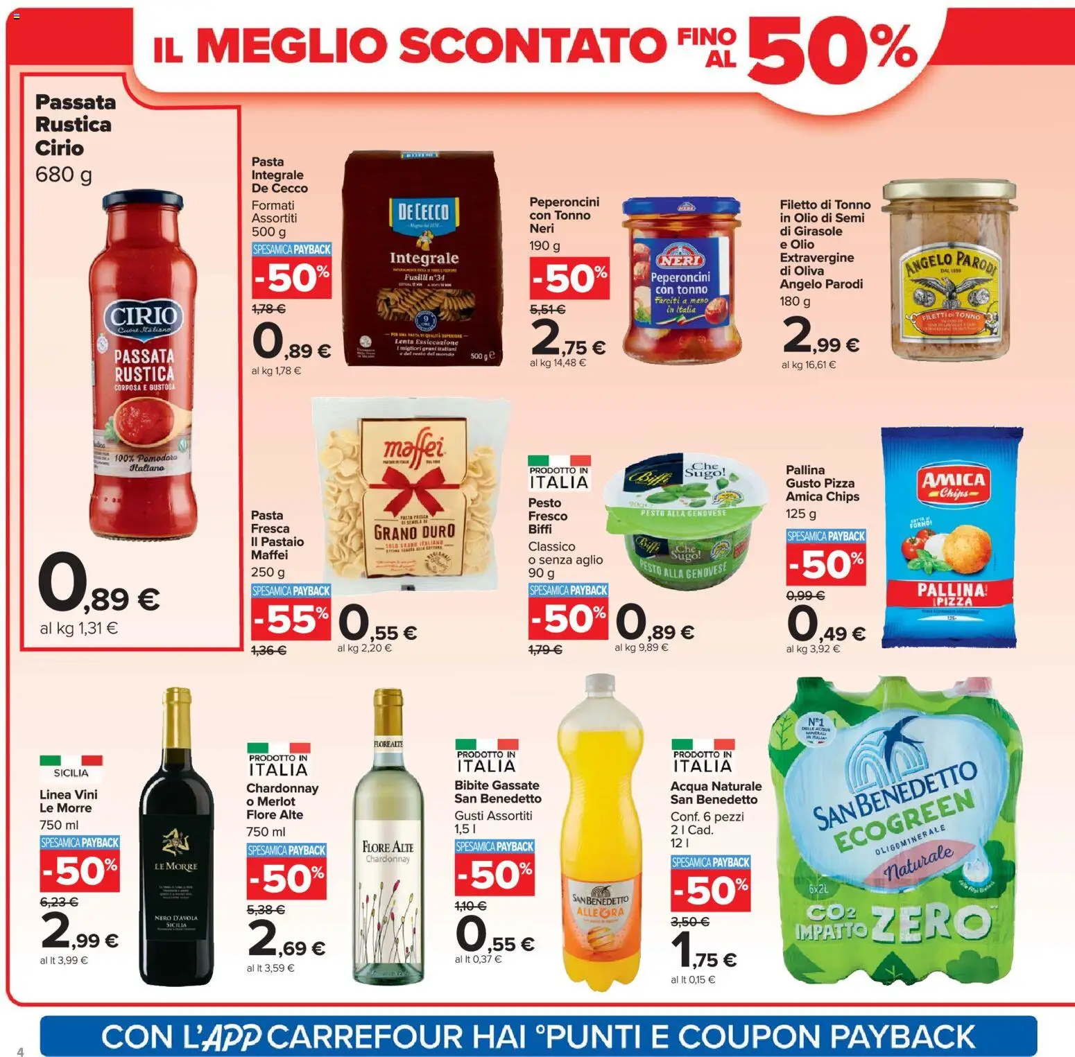 Volantino Carrefour del 07.04.2026 | Pagina: 4 | Prodotti: Acqua, Aglio, Acqua naturale, Fusilli