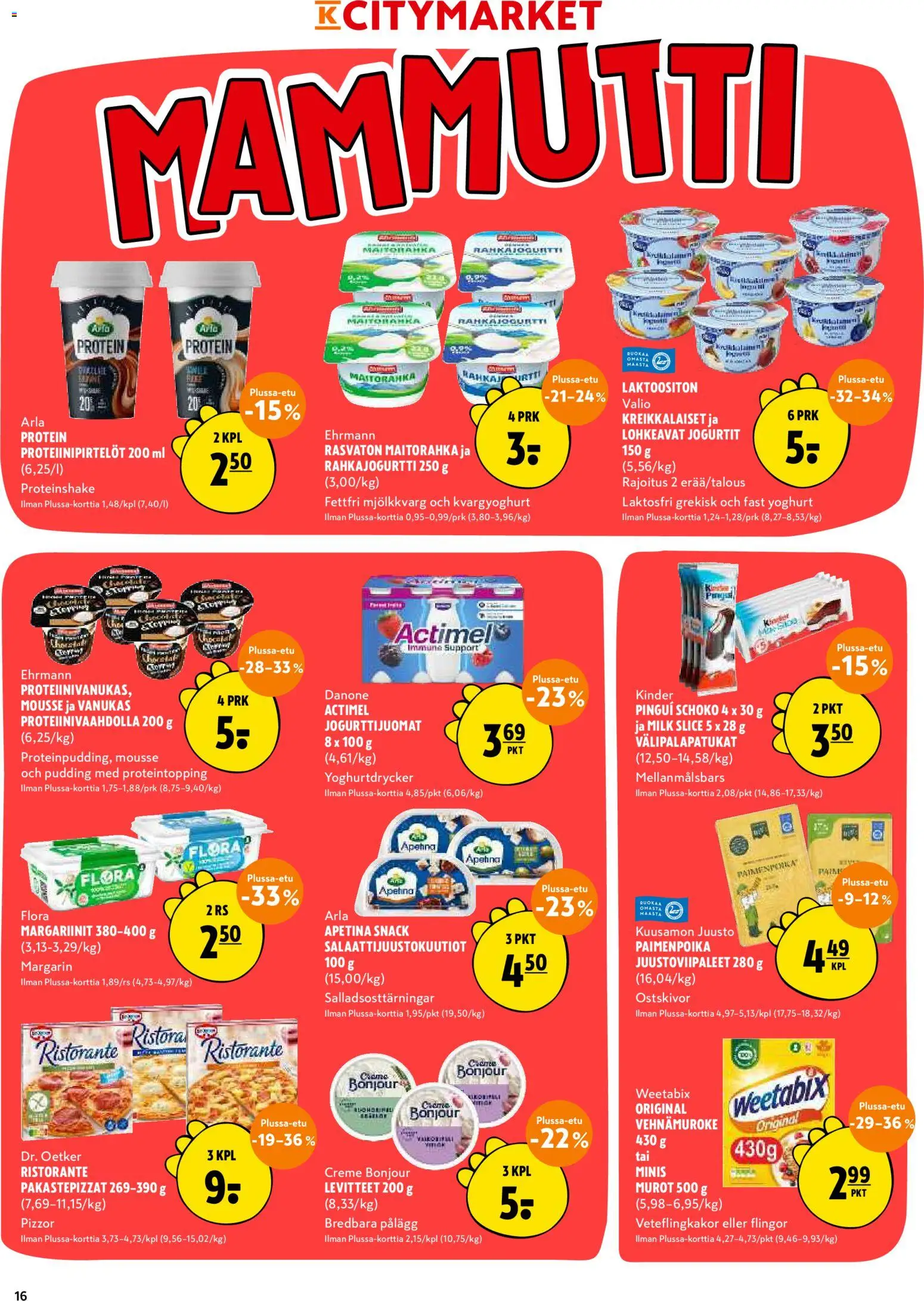 K-Citymarket tarjoukset – voimassa 16.03.2026 alkaen | Sivu: 16 | Tuotteet: Mousse, Juusto, Murot