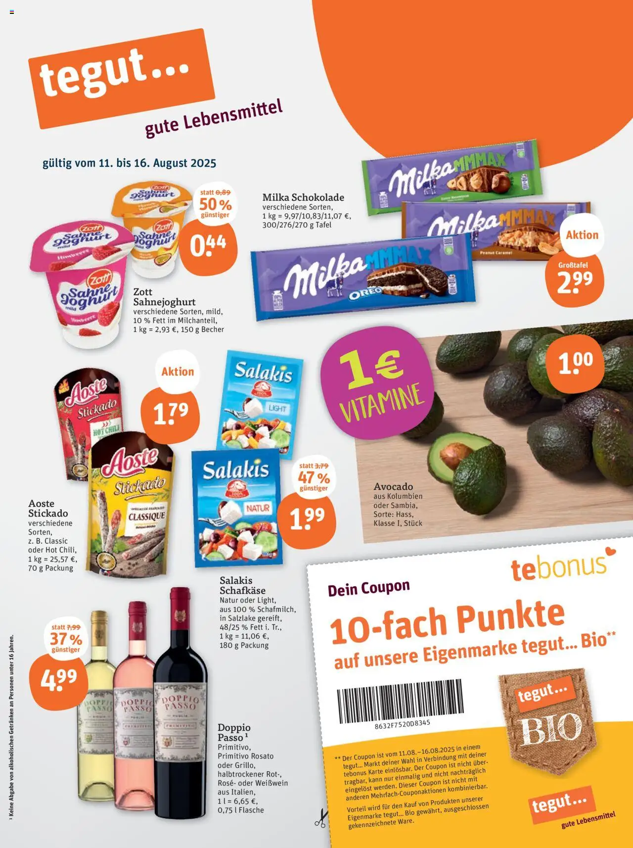 Tegut Prospekt - gültig ab dem 11.08.2025 | Seite: 3 | Produkte: Schokolade, Milka schokolade, Salakis, Chili