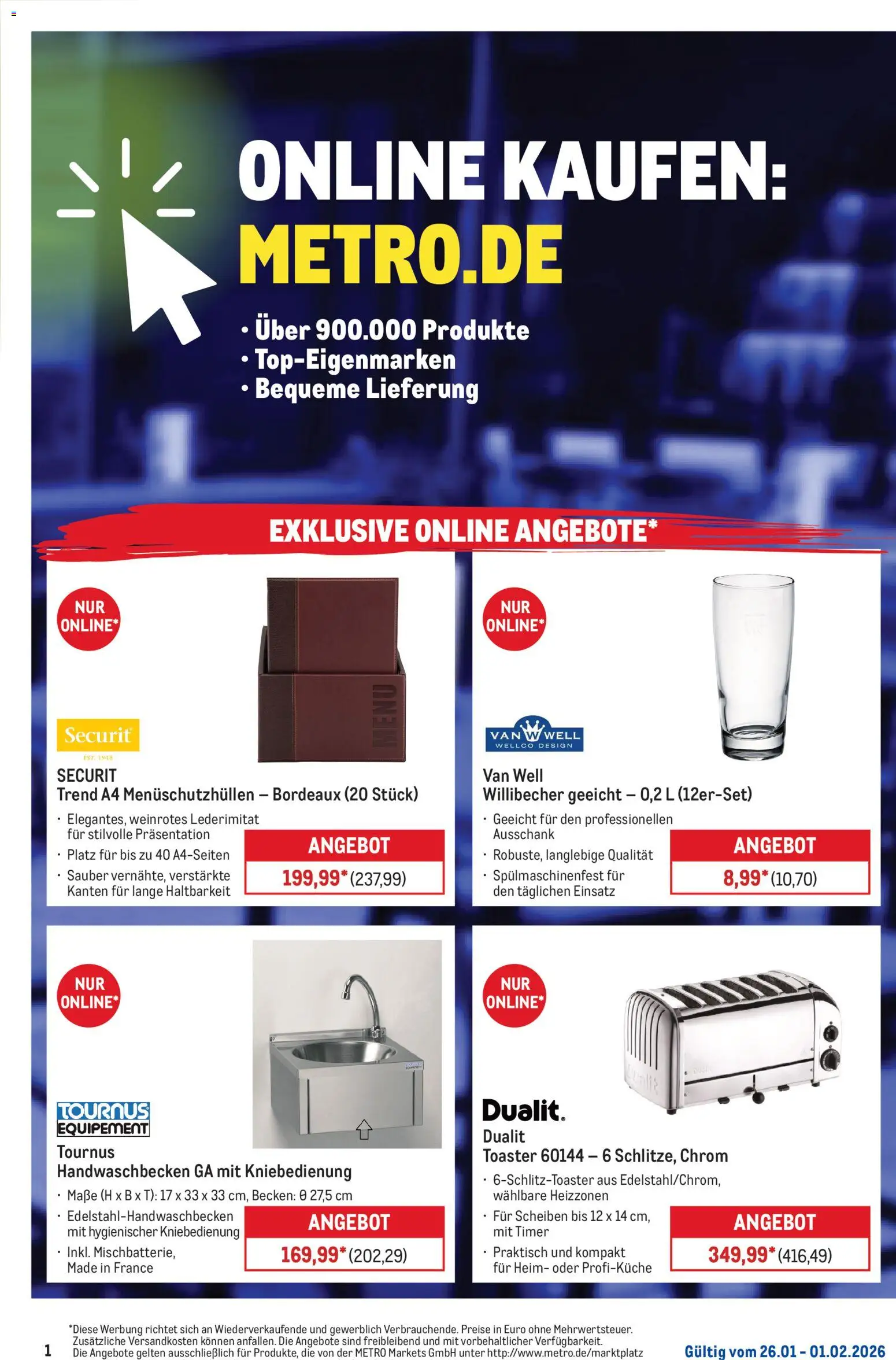 Metro Online: Wochen-Angebote – gültig ab 26.01.2026 | Seite: 1 | Produkte: Toaster