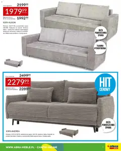 Pogląd oferty "Abra meble gazetka" - ważna od 01.04.2026 | Strona: 9 | Produkty: Sofa