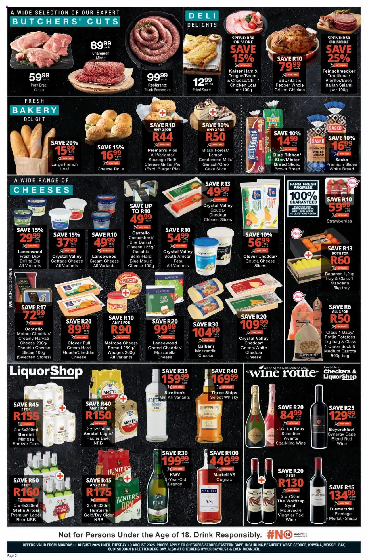 Checkers Eastern Cape - August Mid-Month Promotion │ valid from 11.08.2025 | Page: 2 | Products: Wine, Beer, Griller, Ensalada de quino