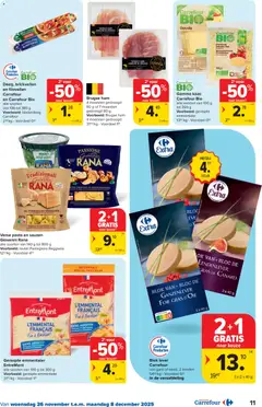 Carrefour folder week 48 - Voorbeeld van een folder van Carrefour, geldig van 26.11.2025 | Pagina: 11 | Producten: Ham, Pizza, Gouda, Kaas