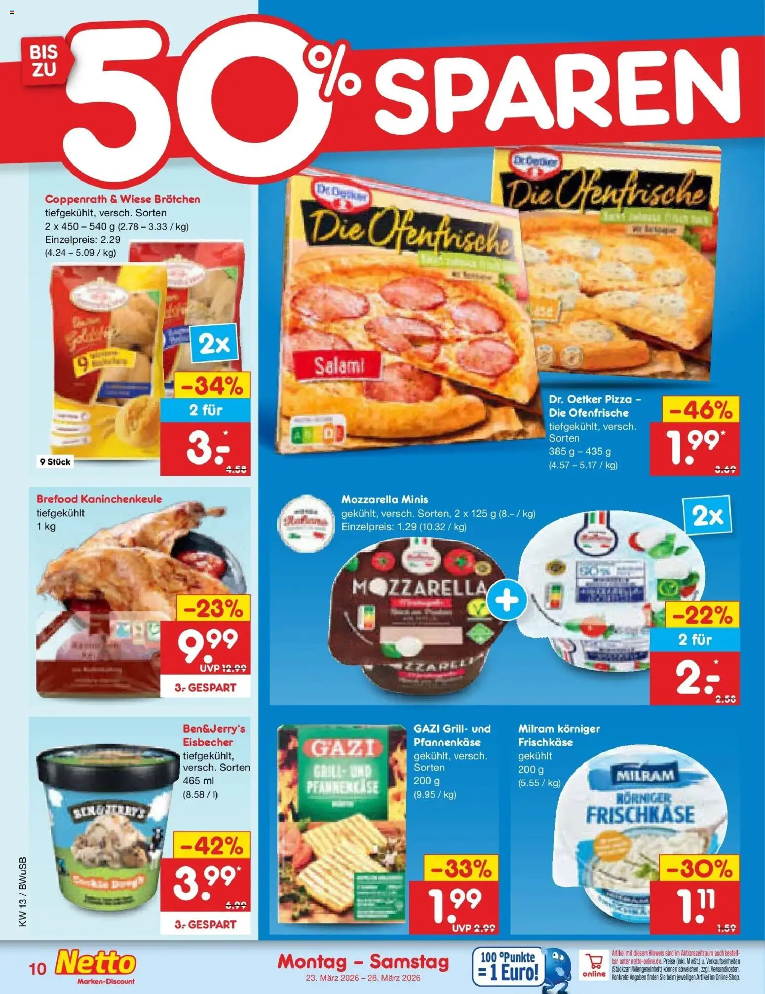Netto Marken-Discount Prospekt Stemwede-Dielingen	 – gültig ab 23.03.2026 | Seite: 10 | Produkte: Grill, Ofenfrische, Milram, Salami